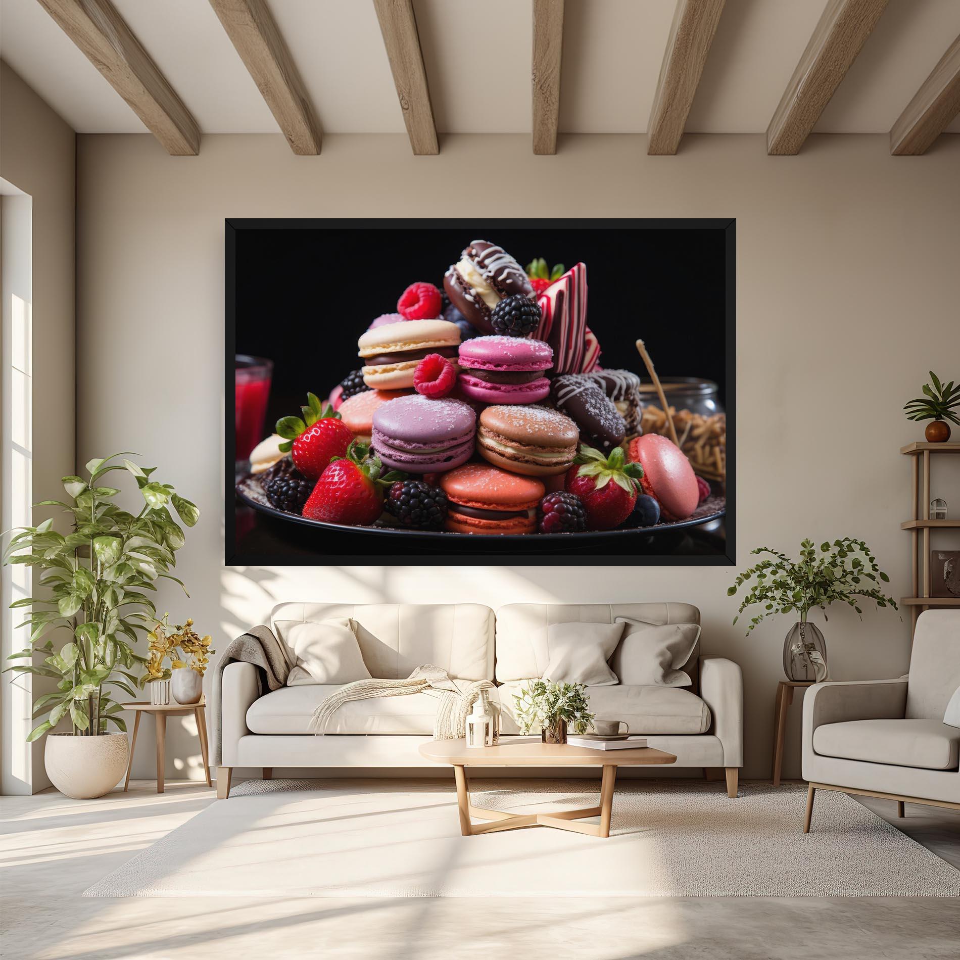 Leinwandbild Berries Macarons mockup 6