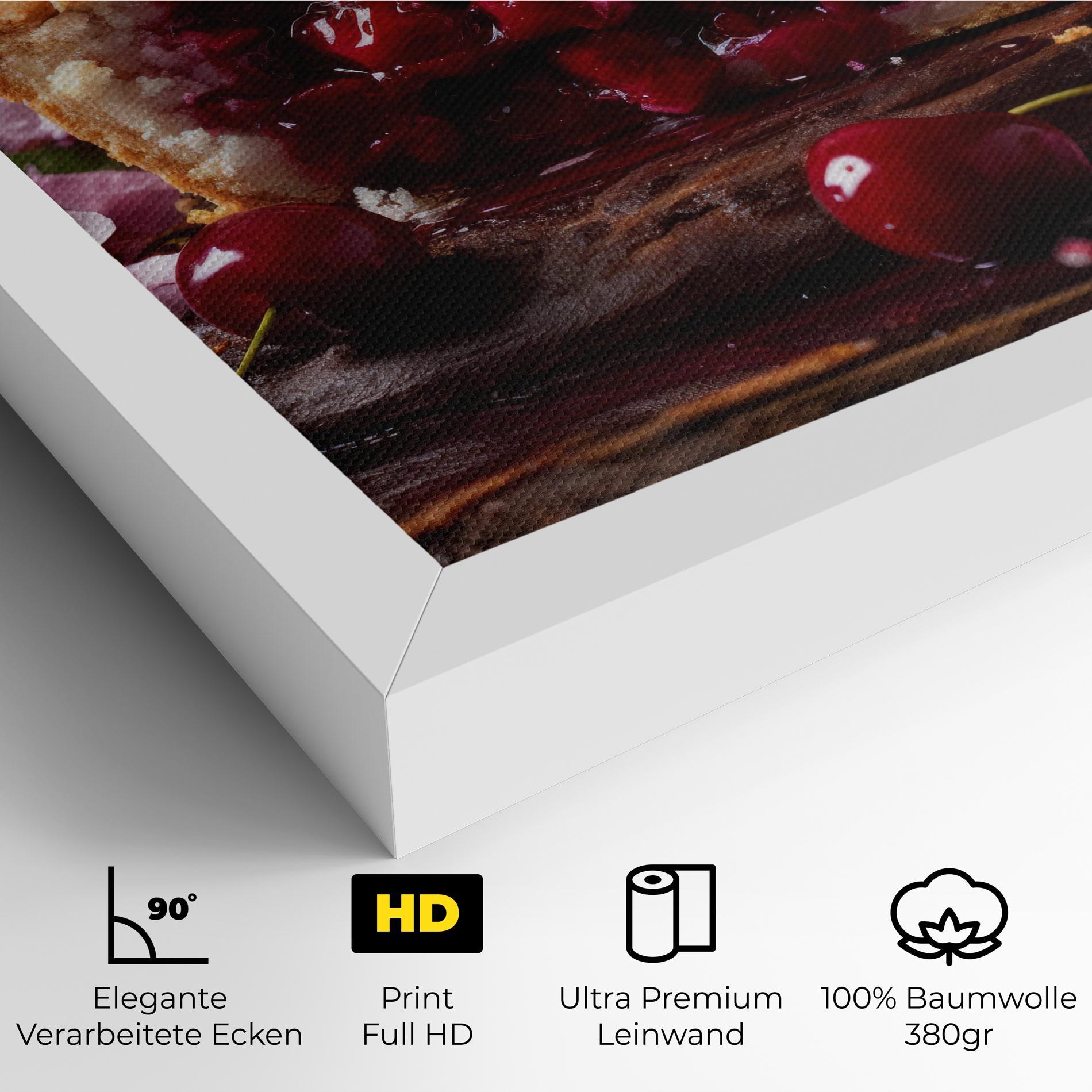 Leinwandbild Wooden Table Cherries mockup 4