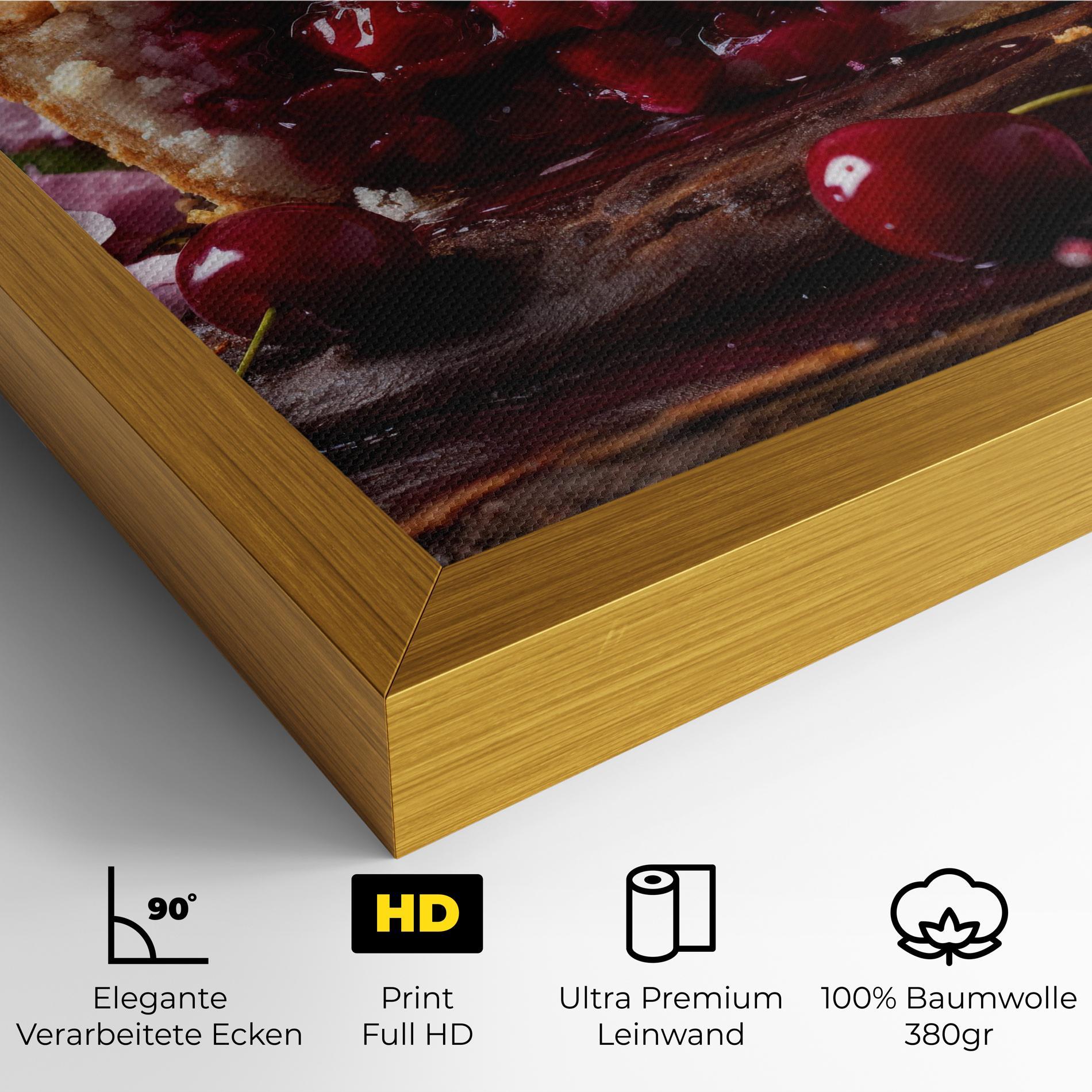 Leinwandbild Wooden Table Cherries mockup 4