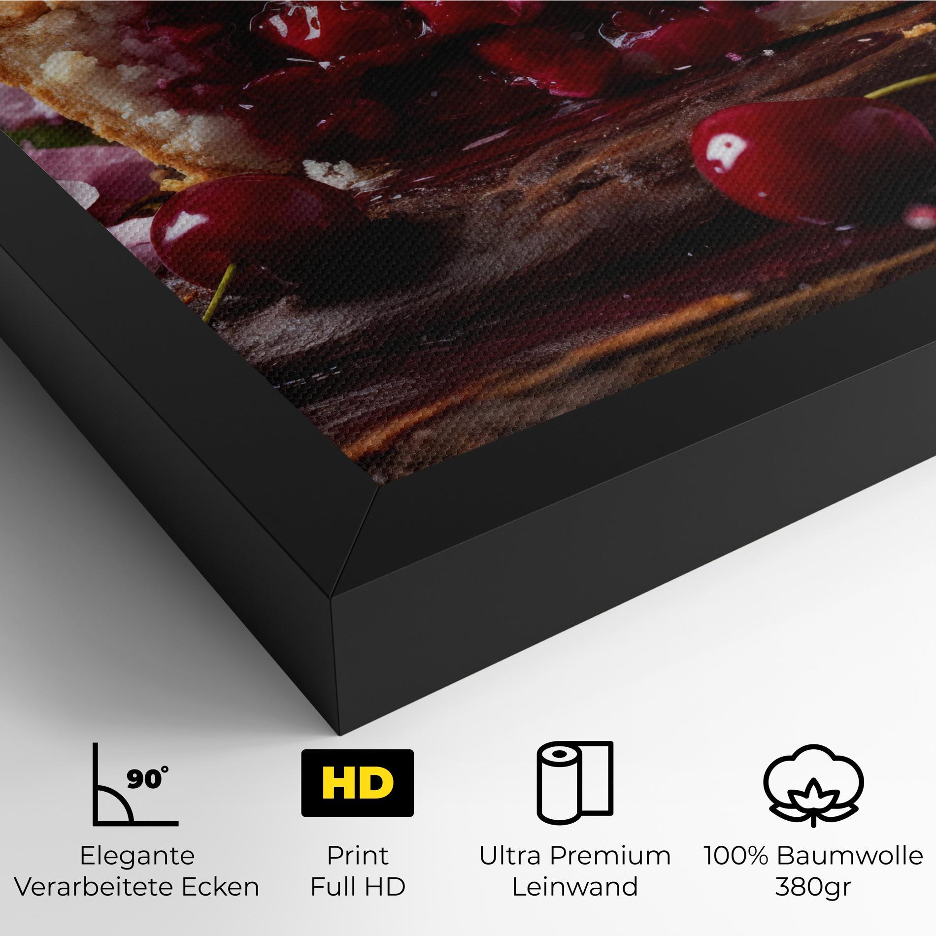 Leinwandbild Wooden Table Cherries mockup 4