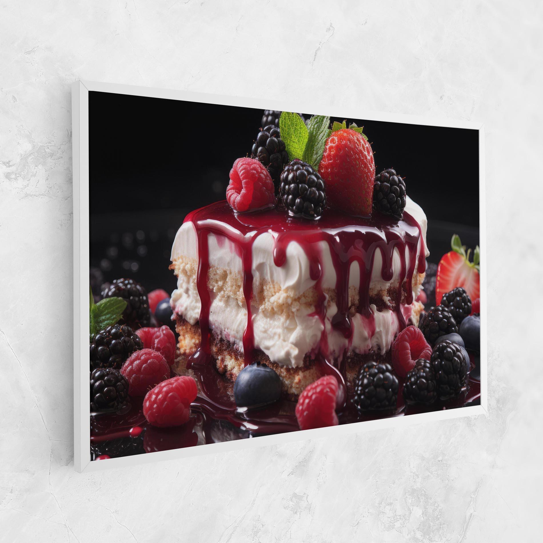 Leinwandbild Berries Cream Dessert mockup 1