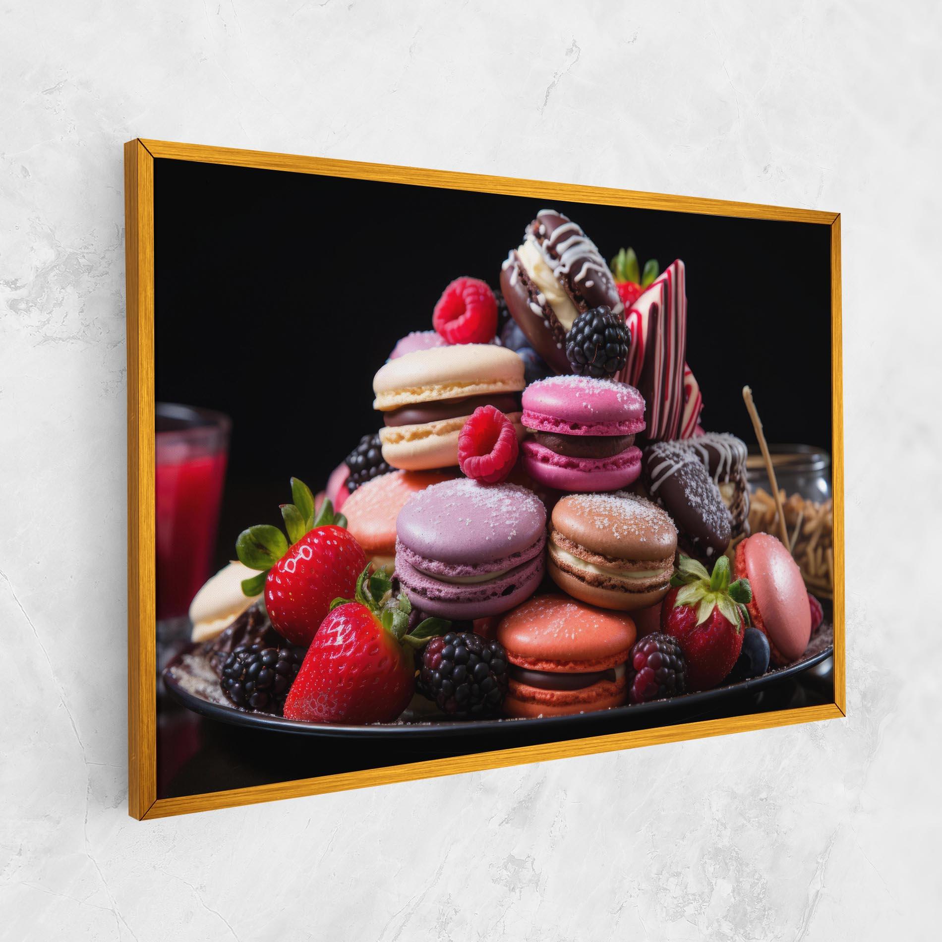 Leinwandbild Berries Macarons mockup 1