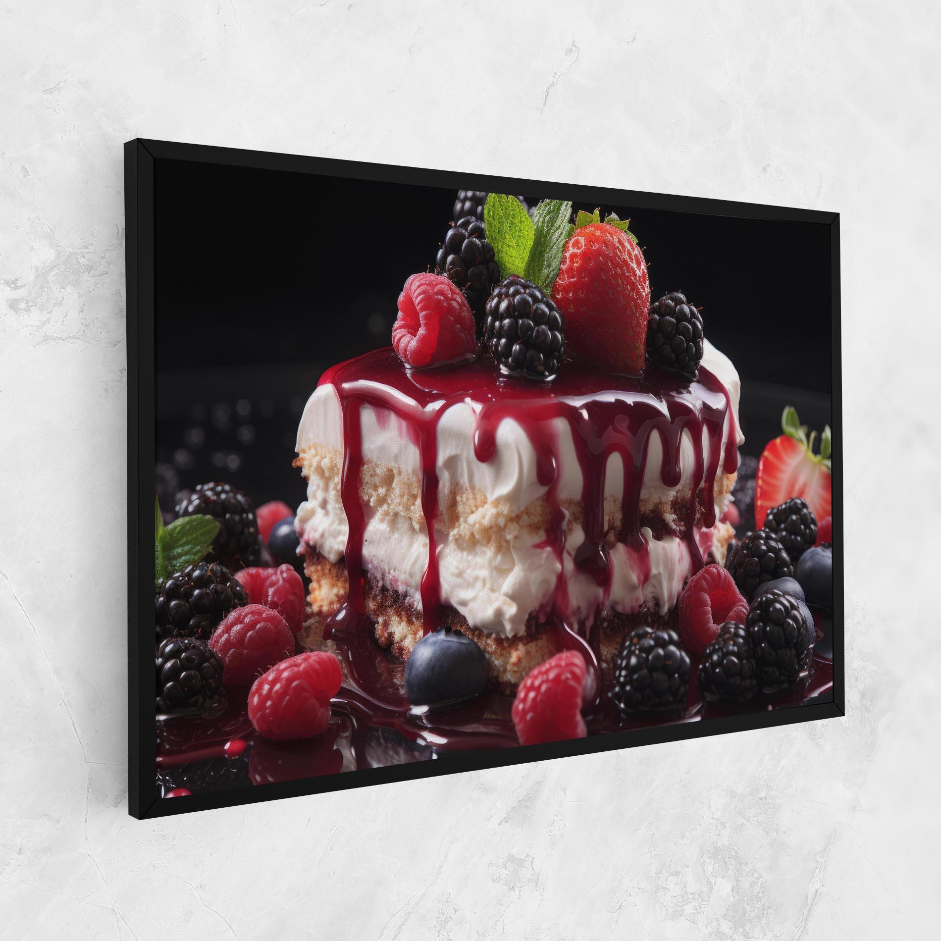 Leinwandbild Berries Cream Dessert mockup 1