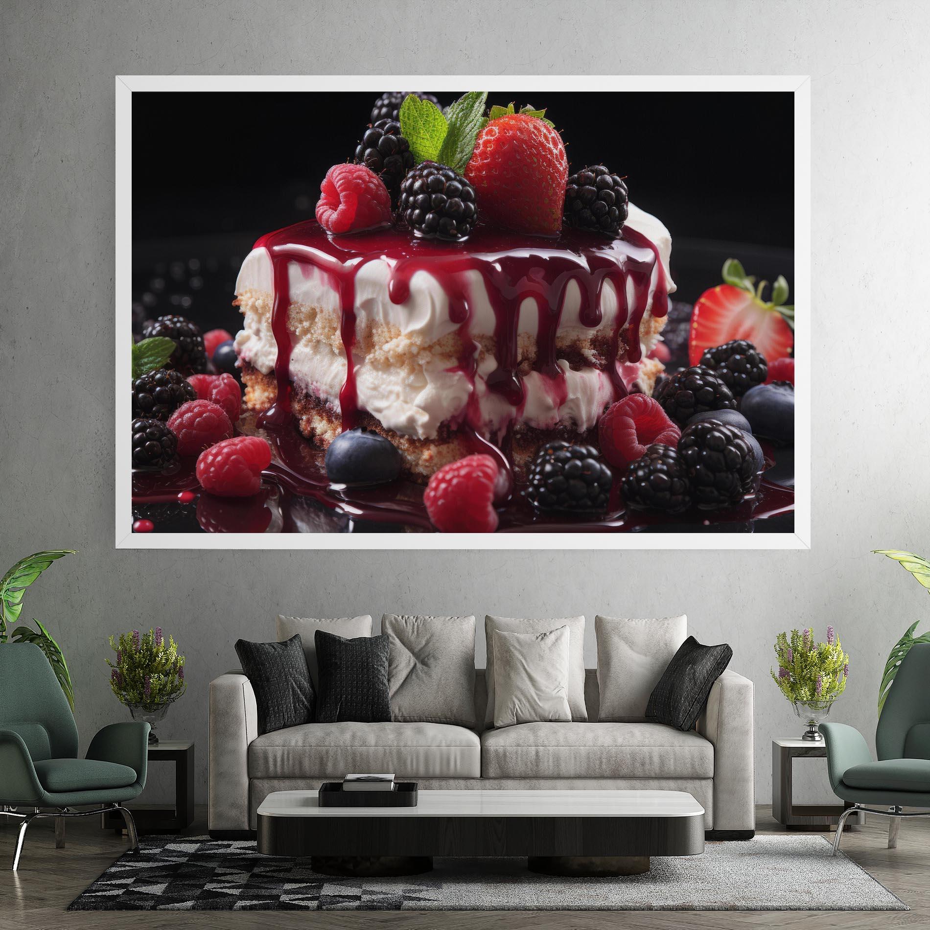 Leinwandbild Berries Cream Dessert mockup 7
