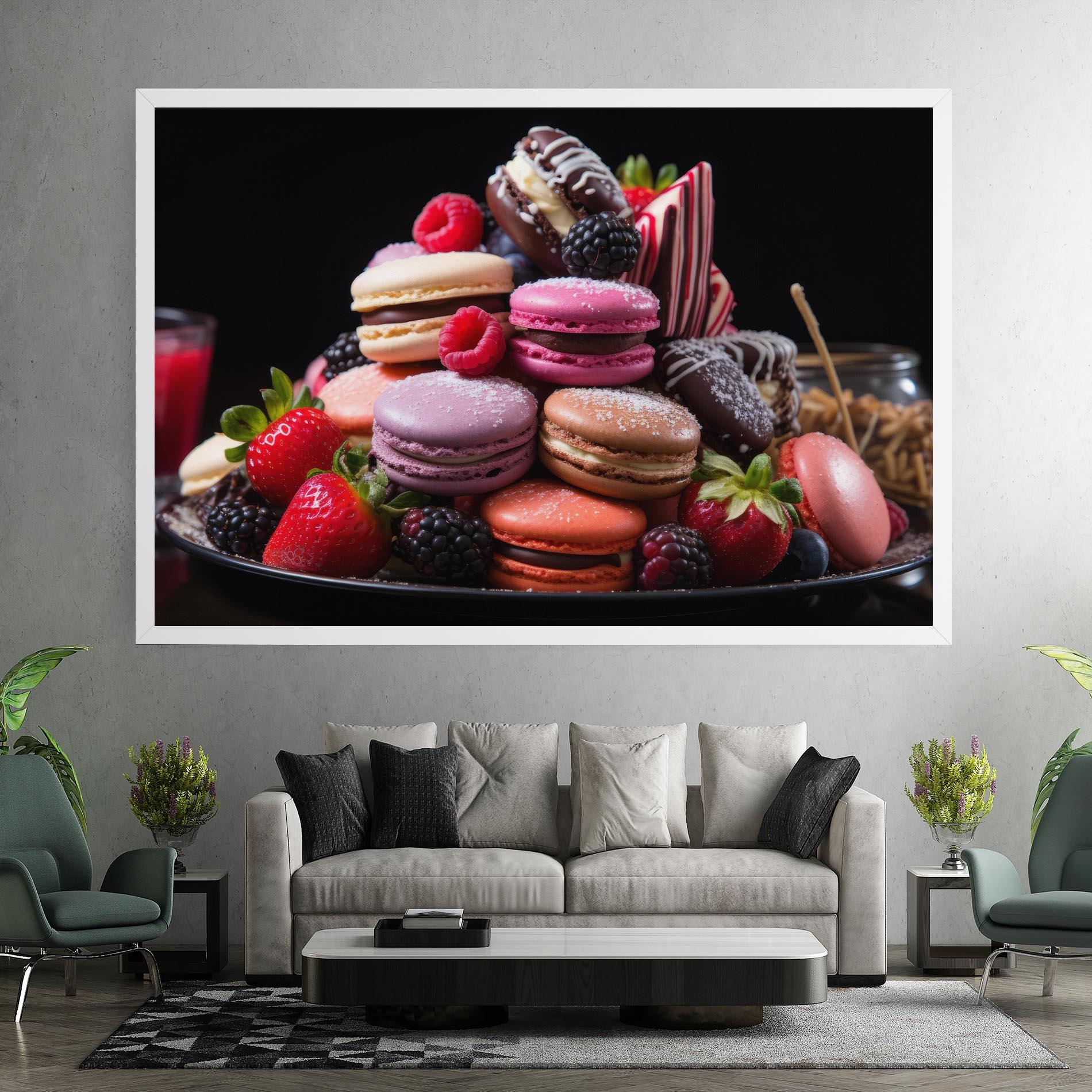 Leinwandbild Berries Macarons mockup 7