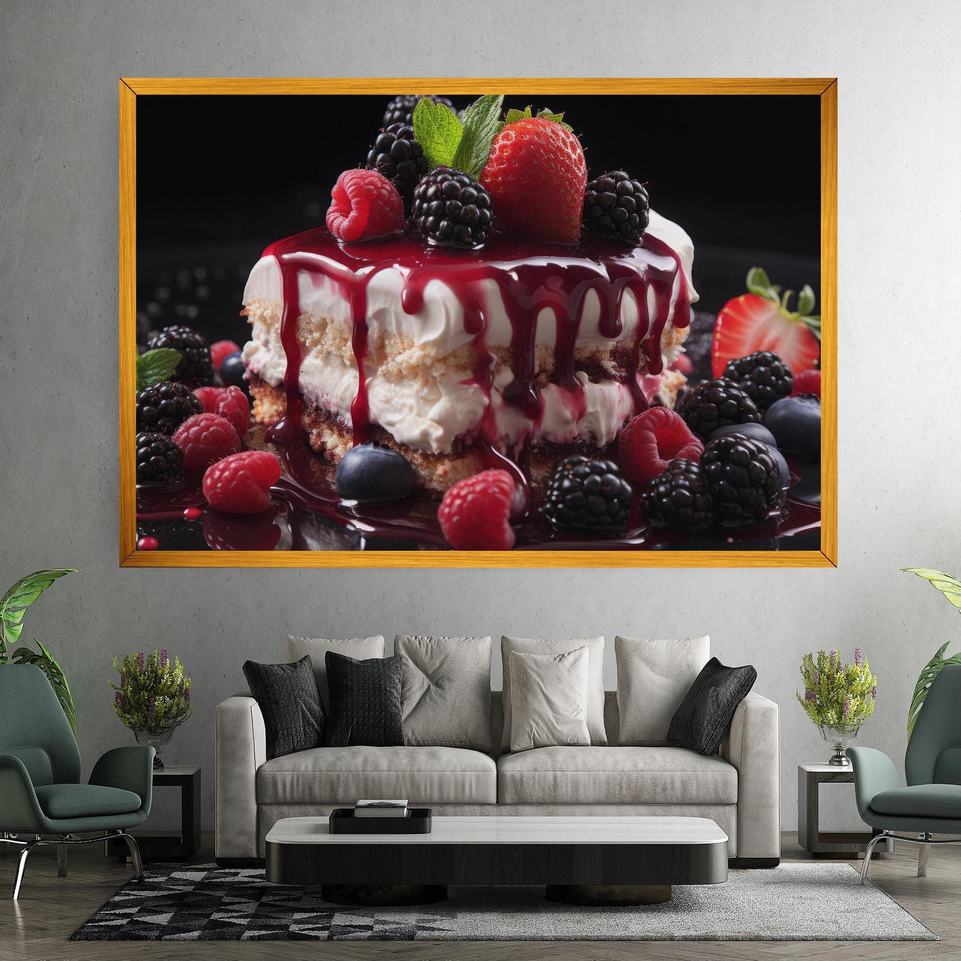 Leinwandbild Berries Cream Dessert mockup 7
