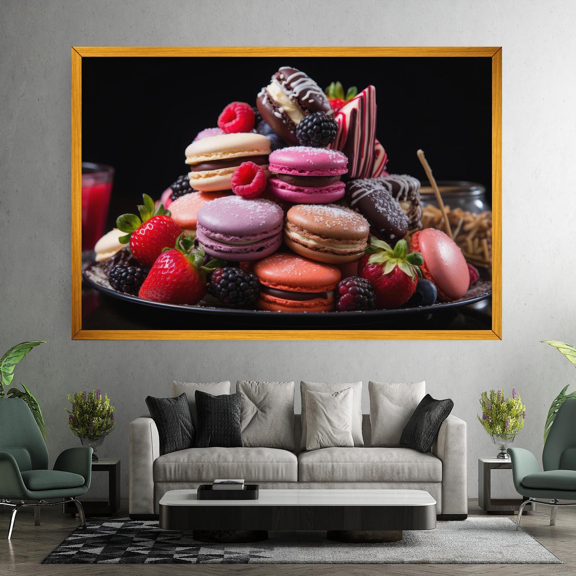 Leinwandbild Berries Macarons mockup 7
