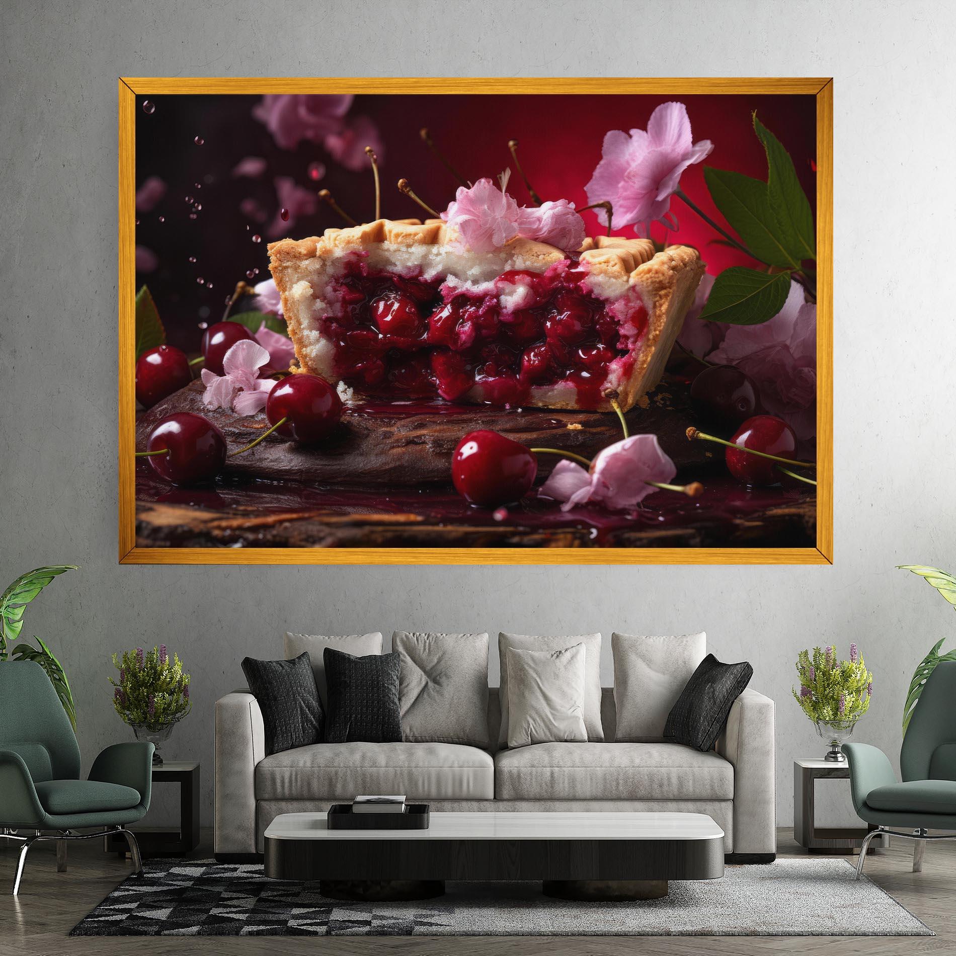 Leinwandbild Wooden Table Cherries mockup 7