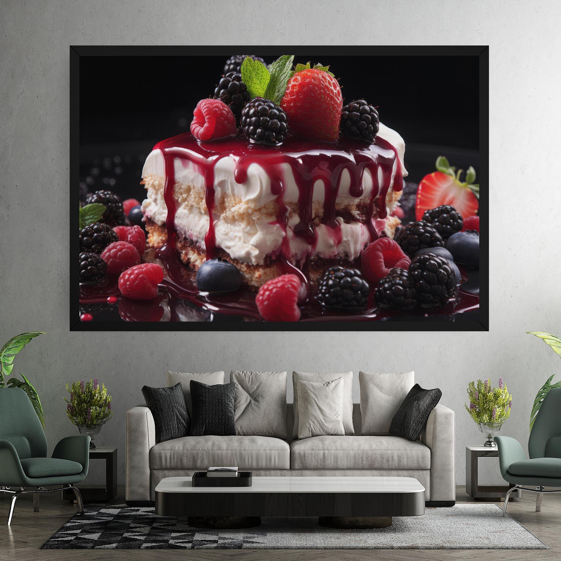 Leinwandbild Berries Cream Dessert mockup 7