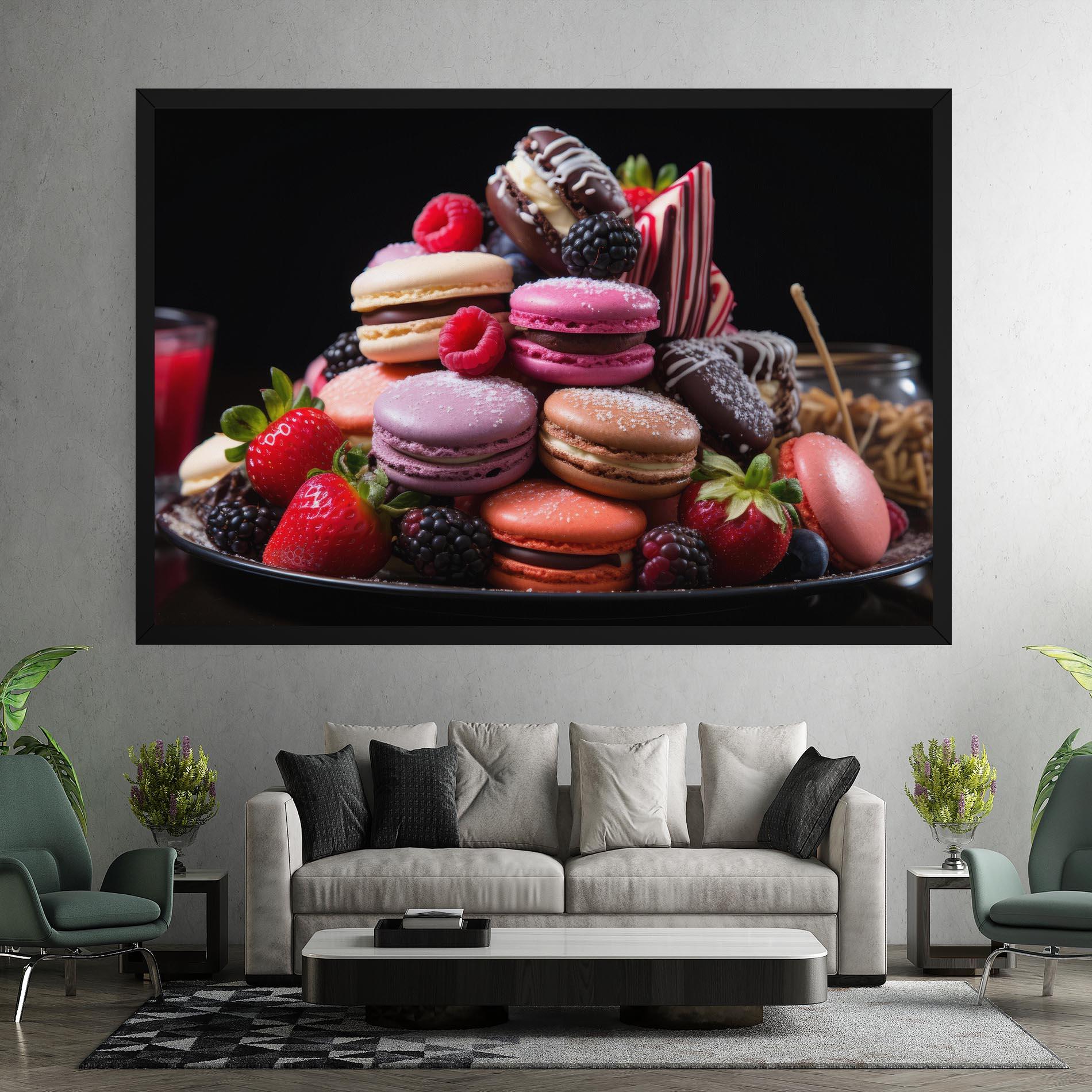 Leinwandbild Berries Macarons mockup 7