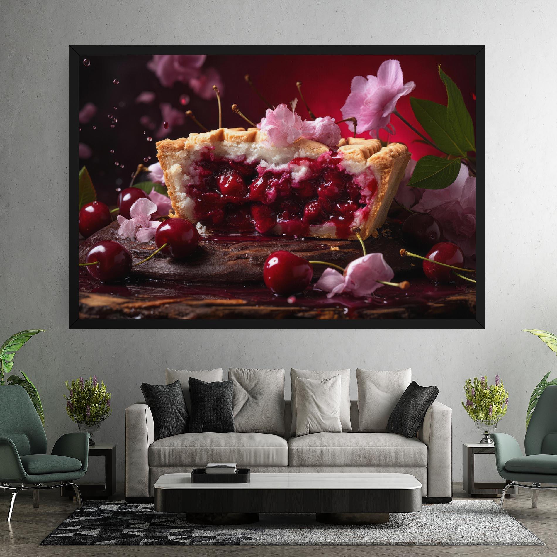 Leinwandbild Wooden Table Cherries mockup 7