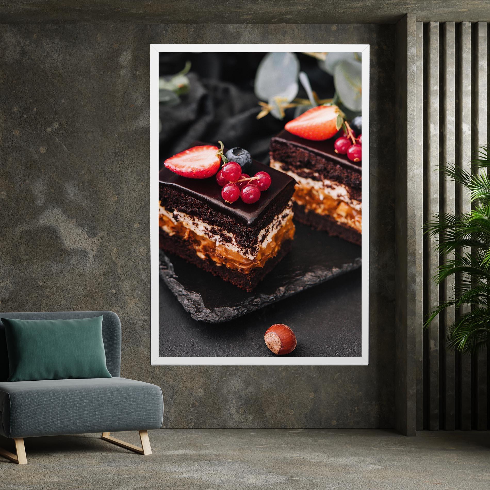 Leinwandbild Chocolate Berries Cake mockup 7