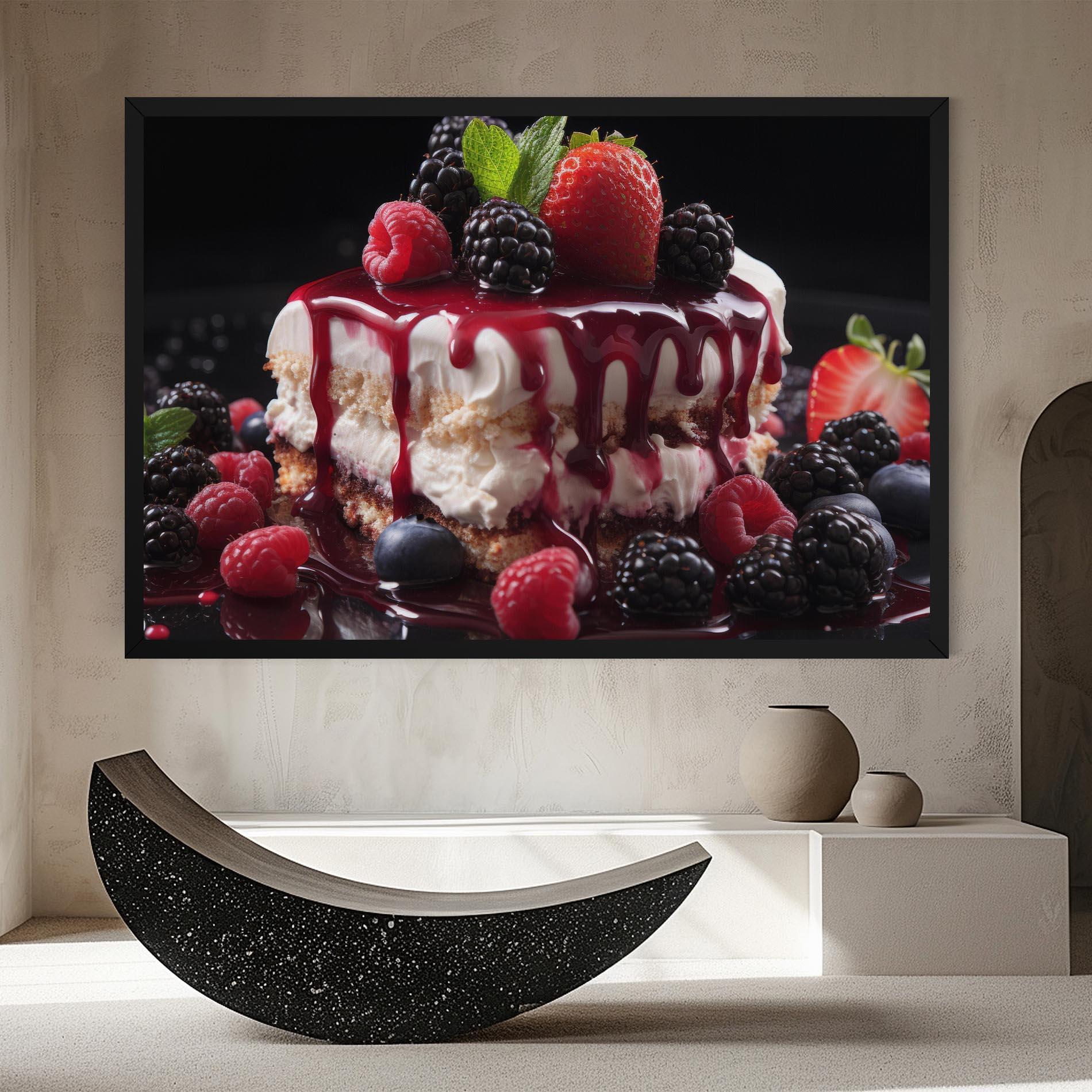 Leinwandbild Berries Cream Dessert mockup 8