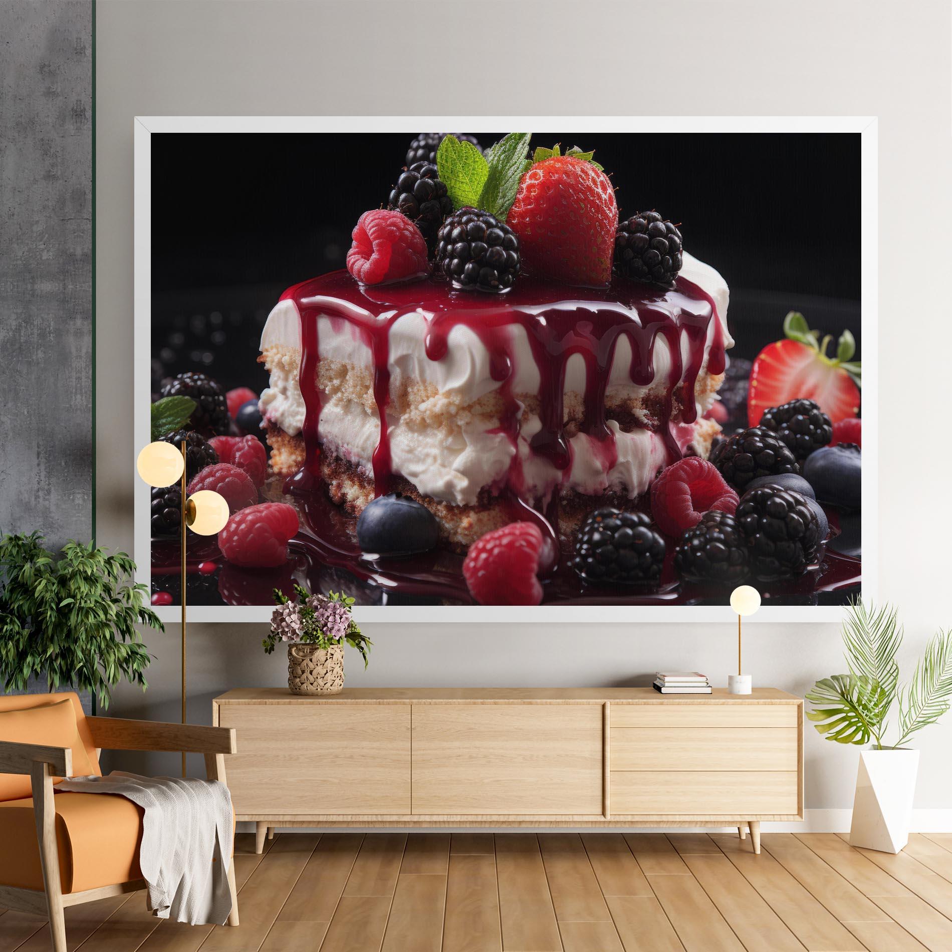 Leinwandbild Berries Cream Dessert mockup 9