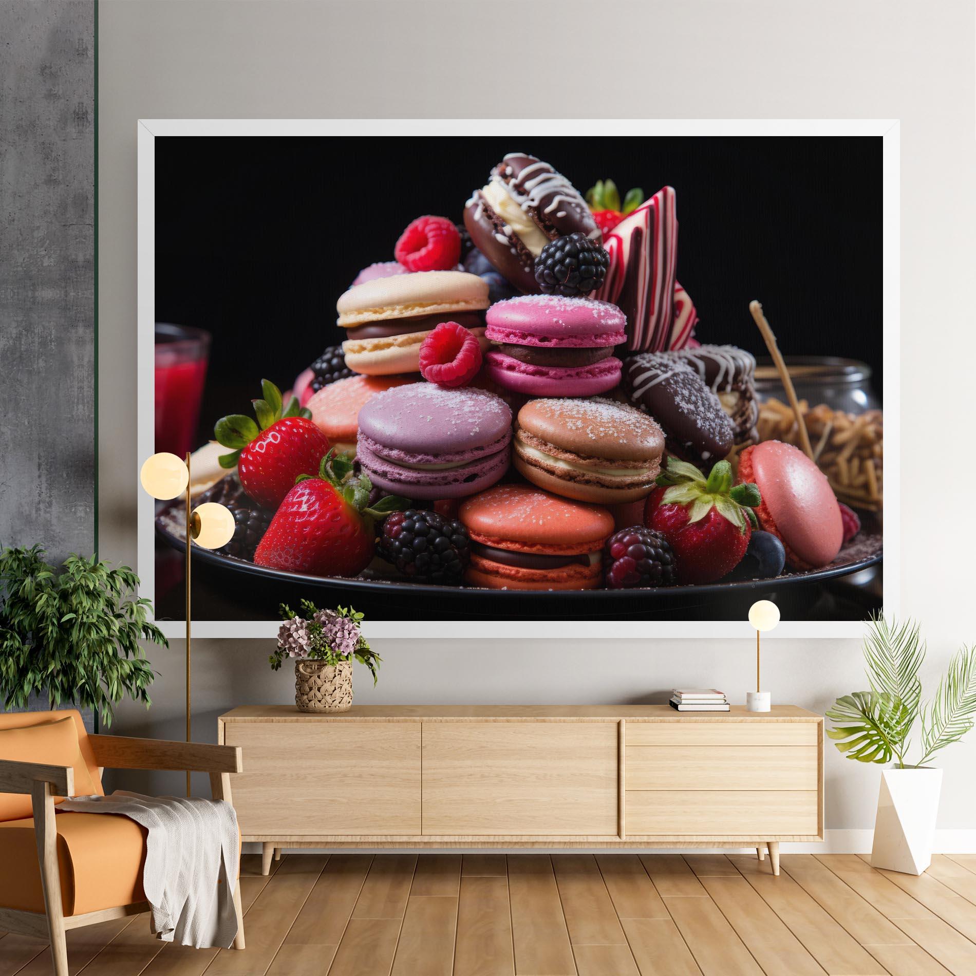 Leinwandbild Berries Macarons mockup 9