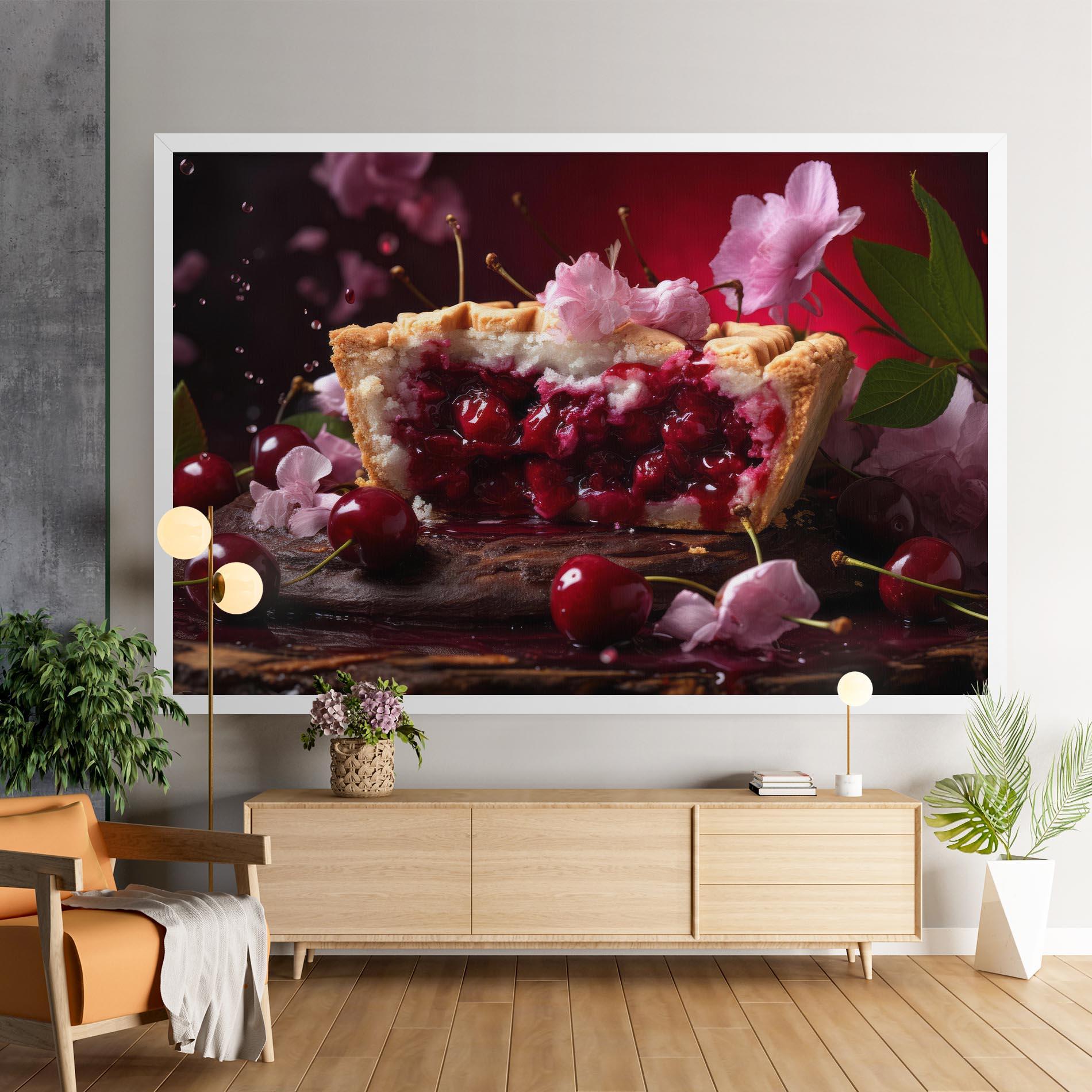 Leinwandbild Wooden Table Cherries mockup 9