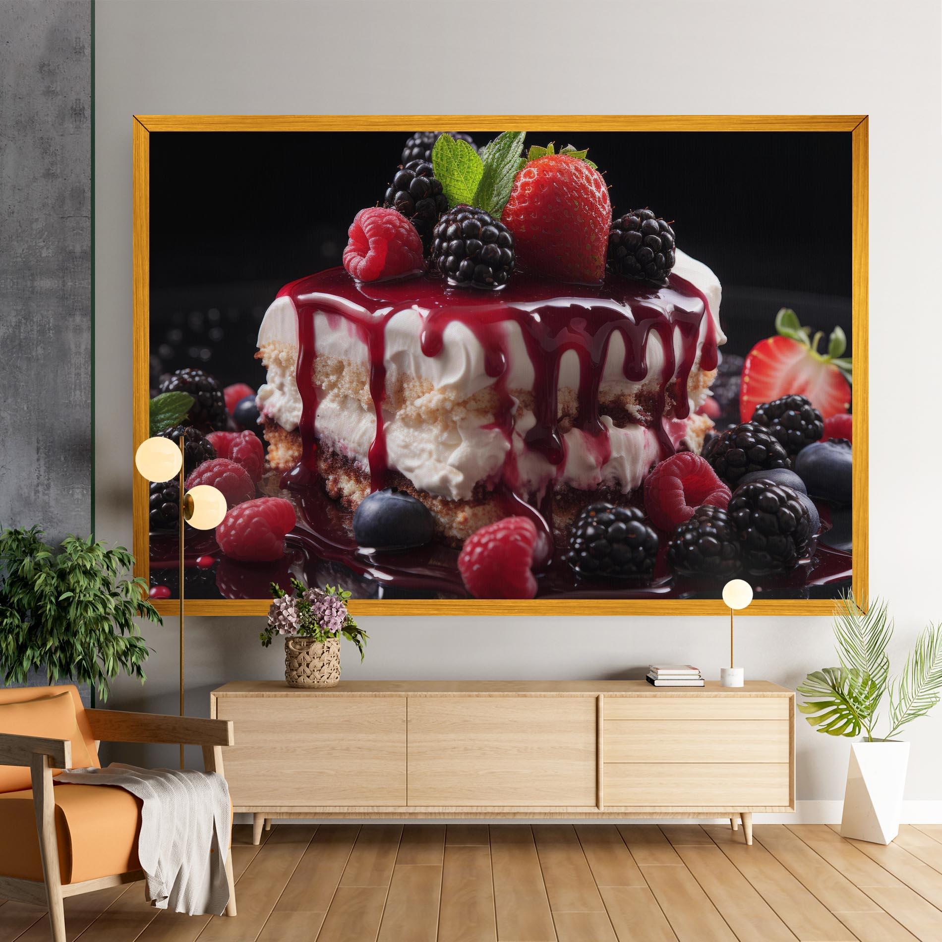 Leinwandbild Berries Cream Dessert mockup 9