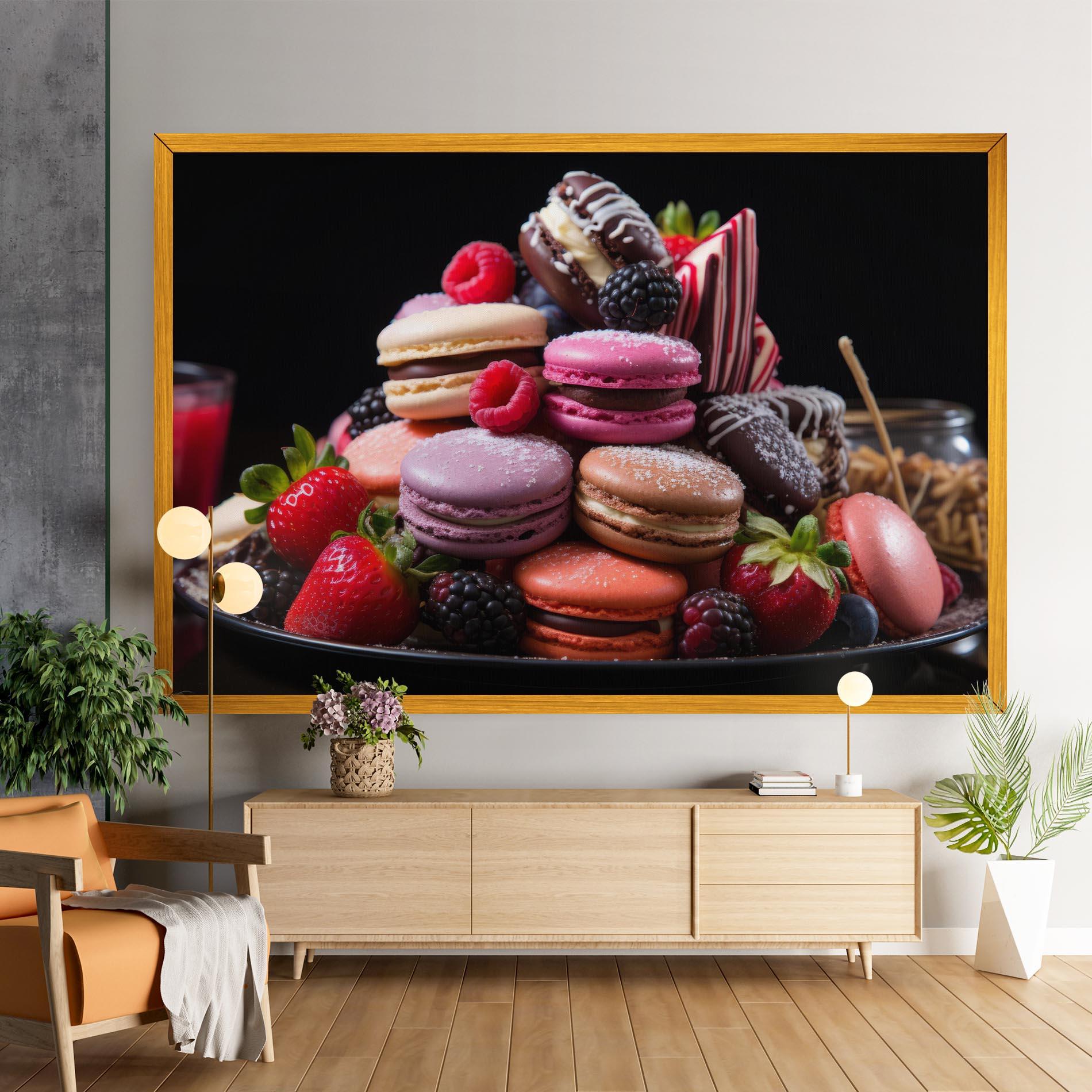 Leinwandbild Berries Macarons mockup 9