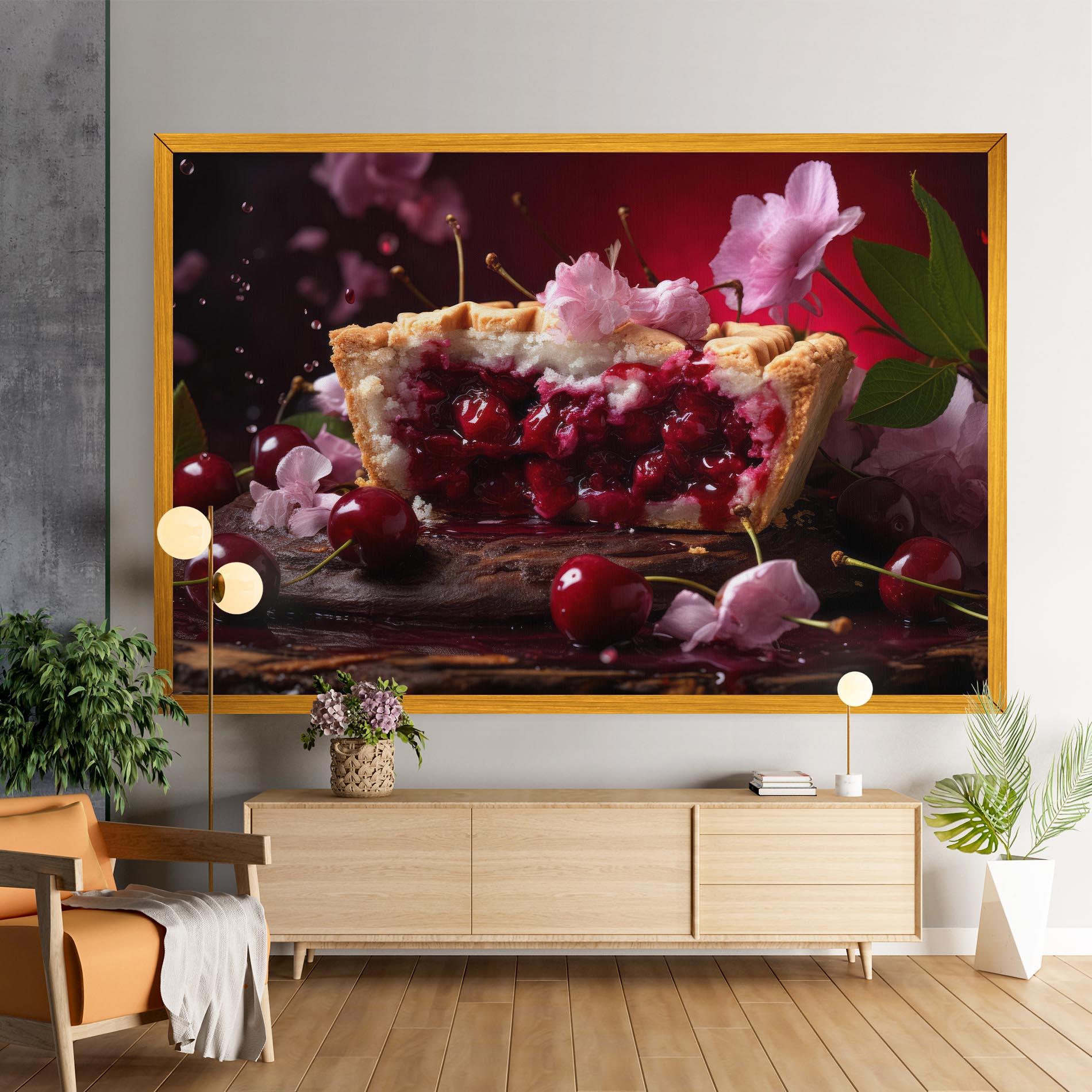 Leinwandbild Wooden Table Cherries mockup 9