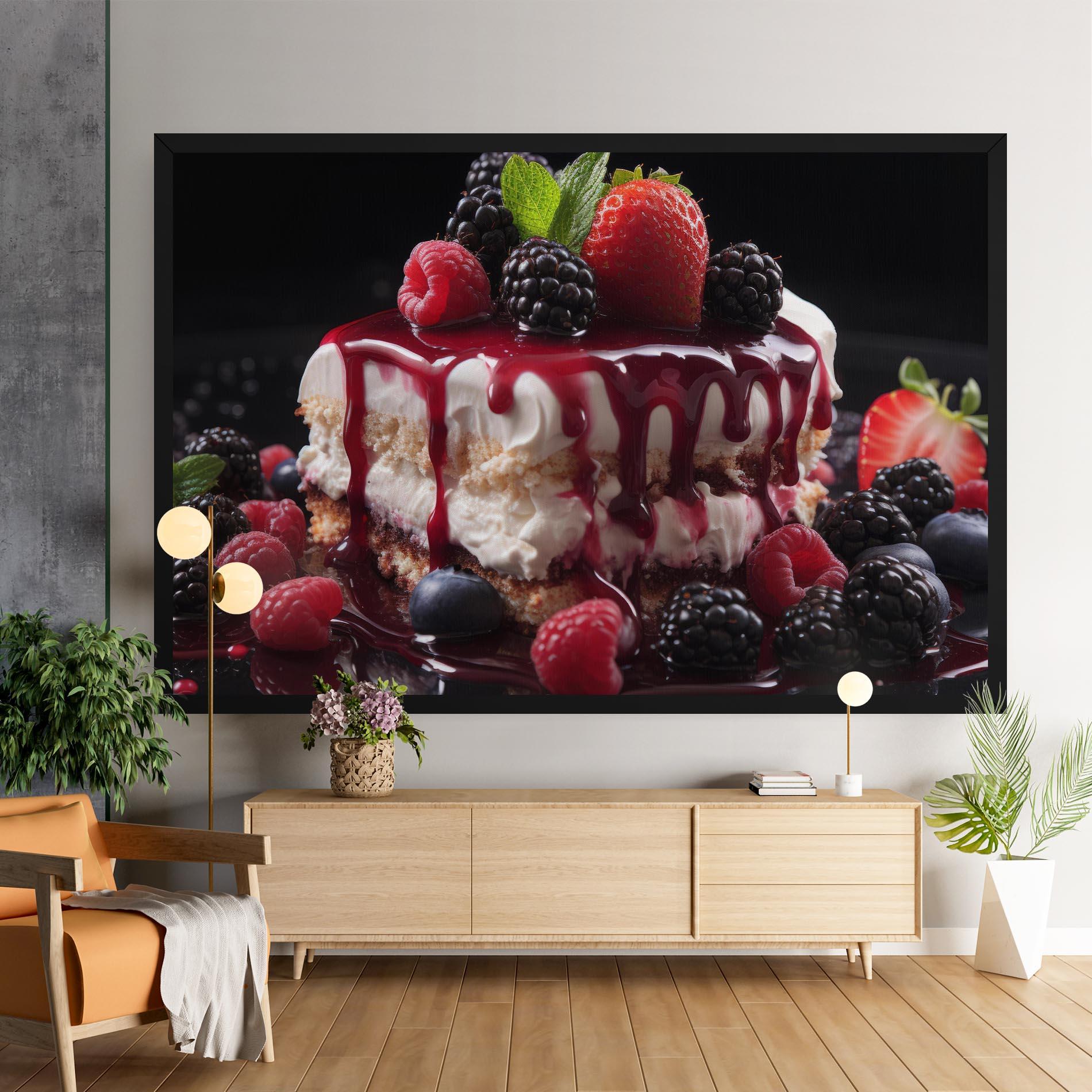 Leinwandbild Berries Cream Dessert mockup 9