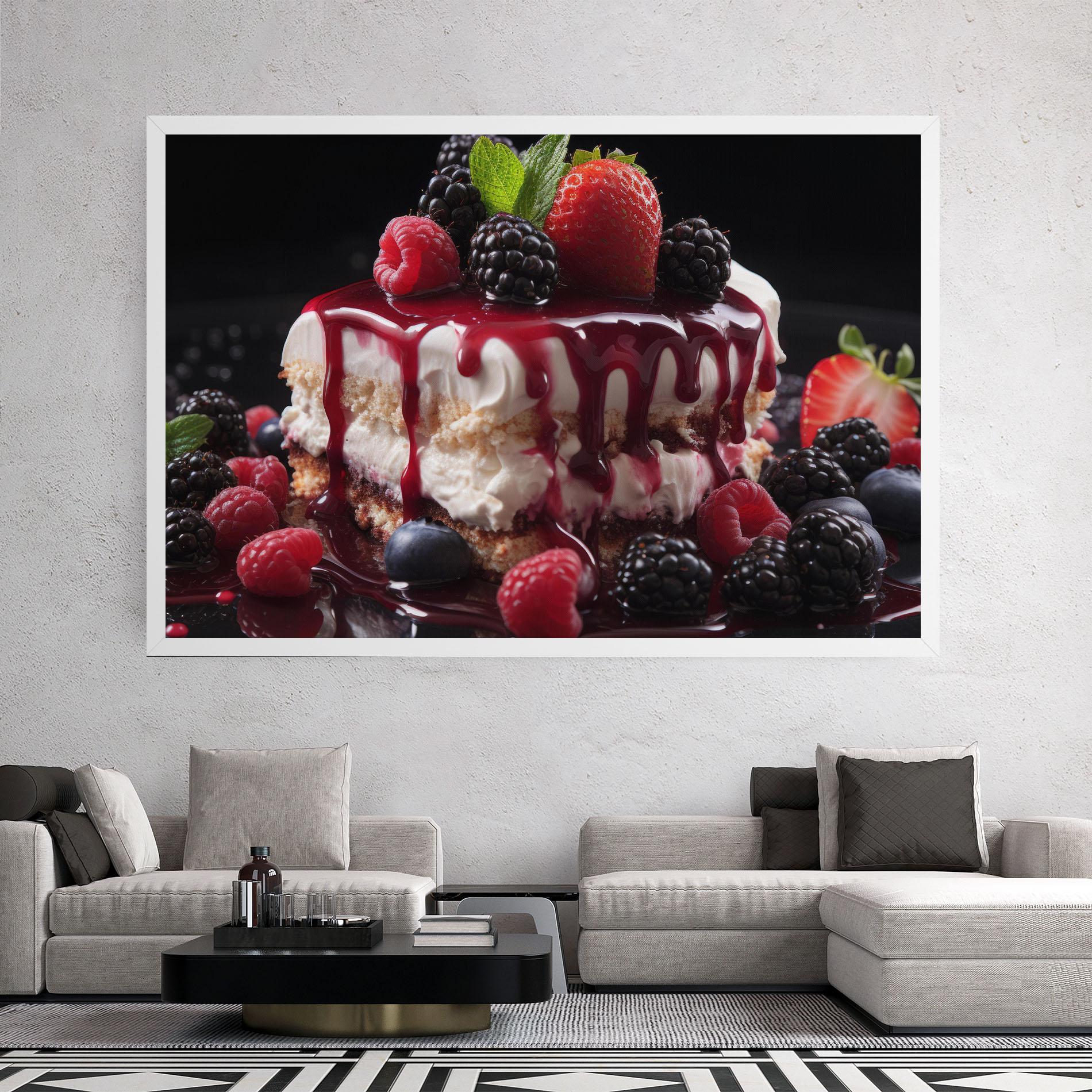 Leinwandbild Berries Cream Dessert mockup 2