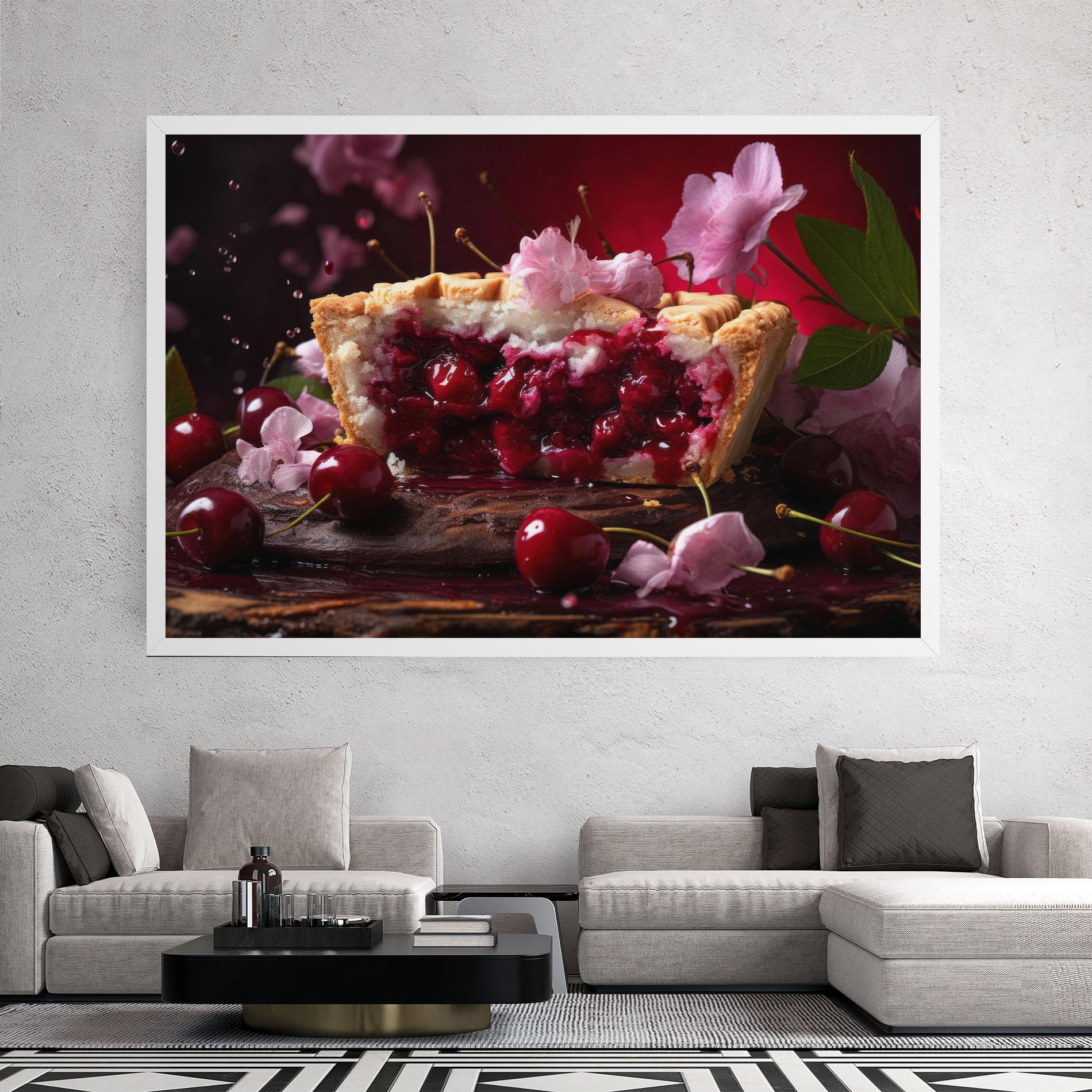 Leinwandbild Wooden Table Cherries mockup 2