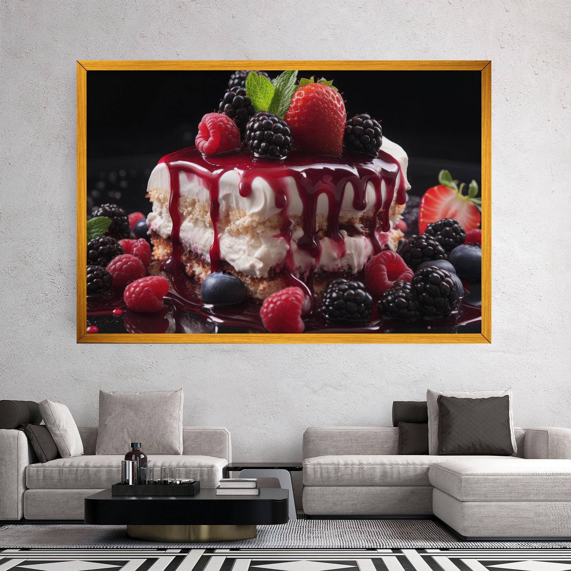 Leinwandbild Berries Cream Dessert mockup 2
