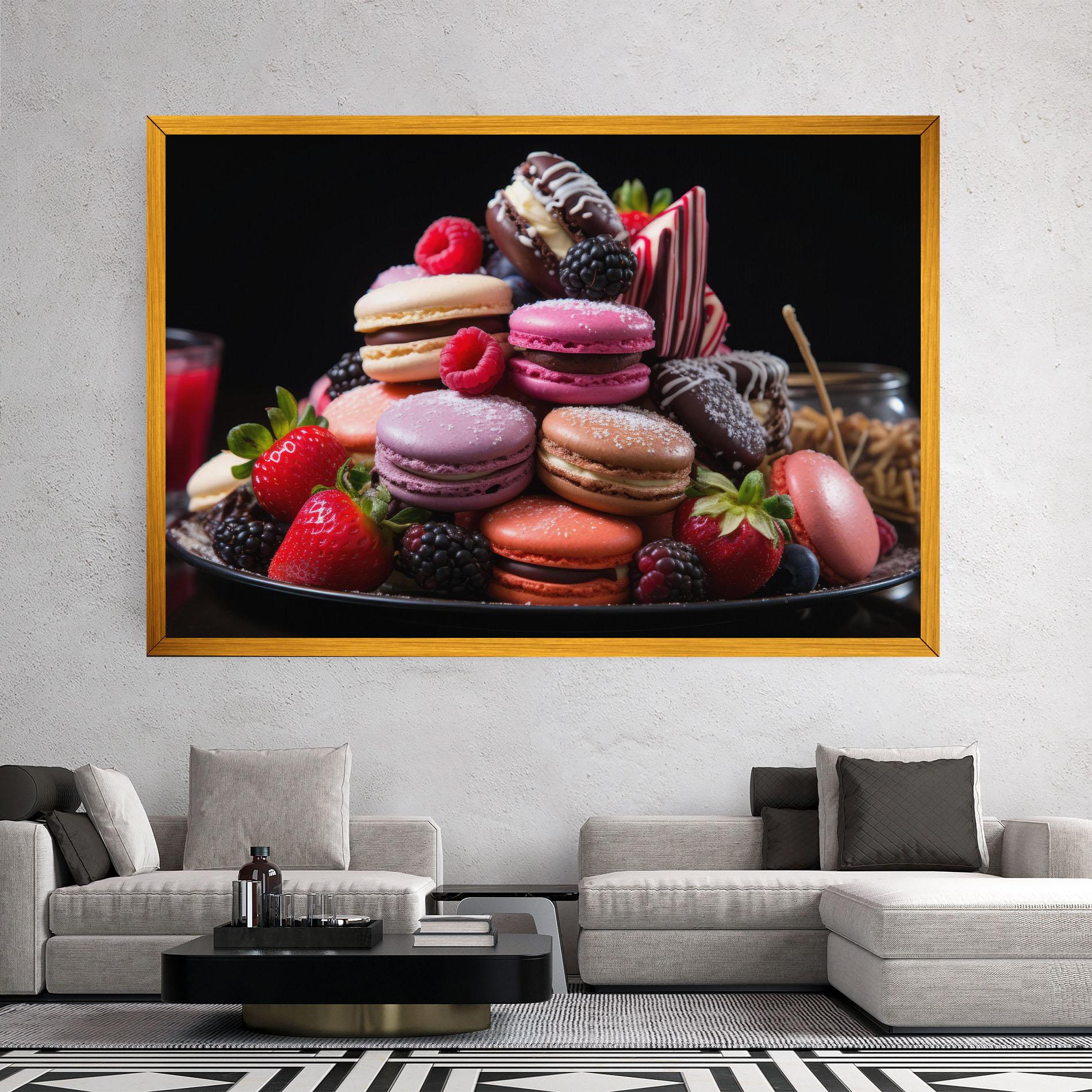 Leinwandbild Berries Macarons mockup 2