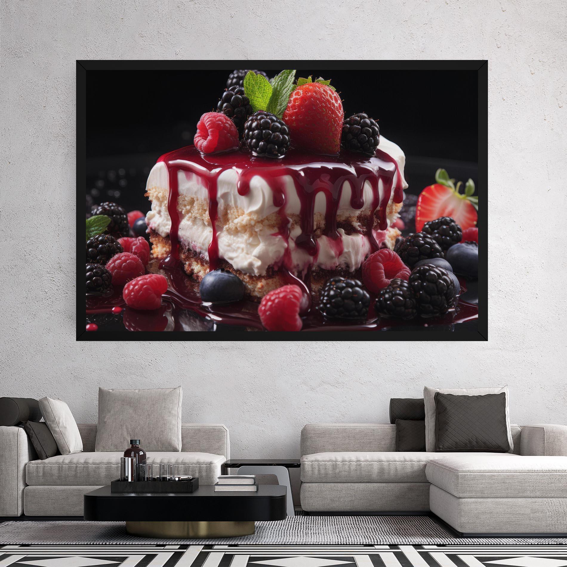 Leinwandbild Berries Cream Dessert mockup 2