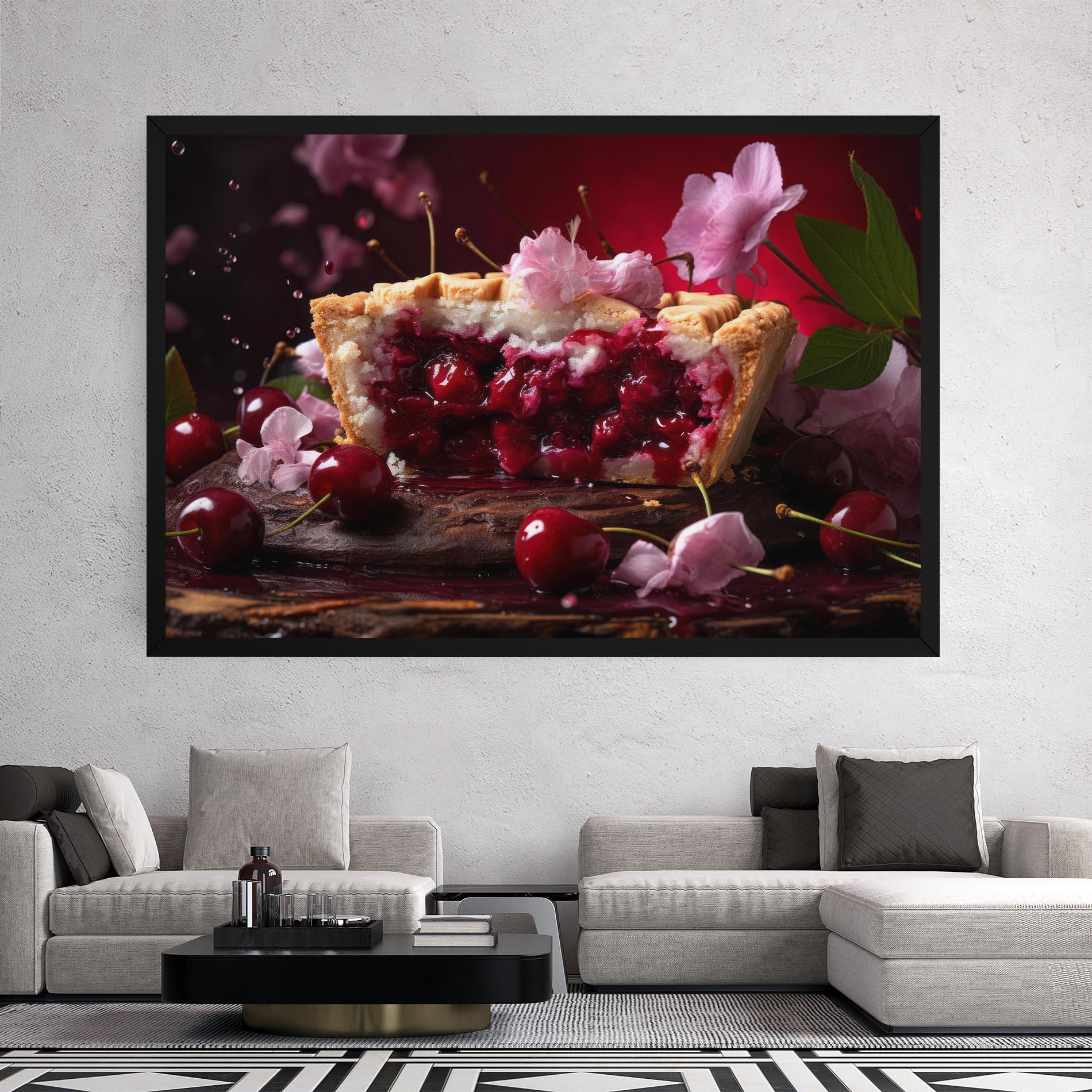 Leinwandbild Wooden Table Cherries mockup 2