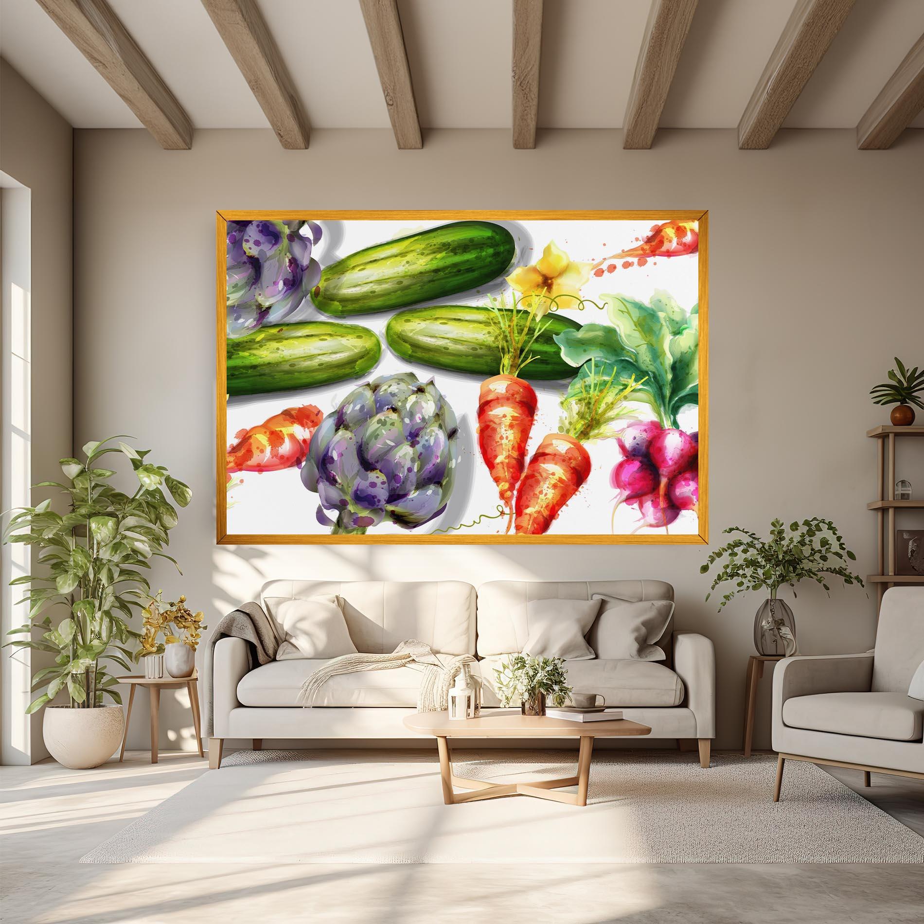 Leinwandbild Watercolor Vegetables mockup 6