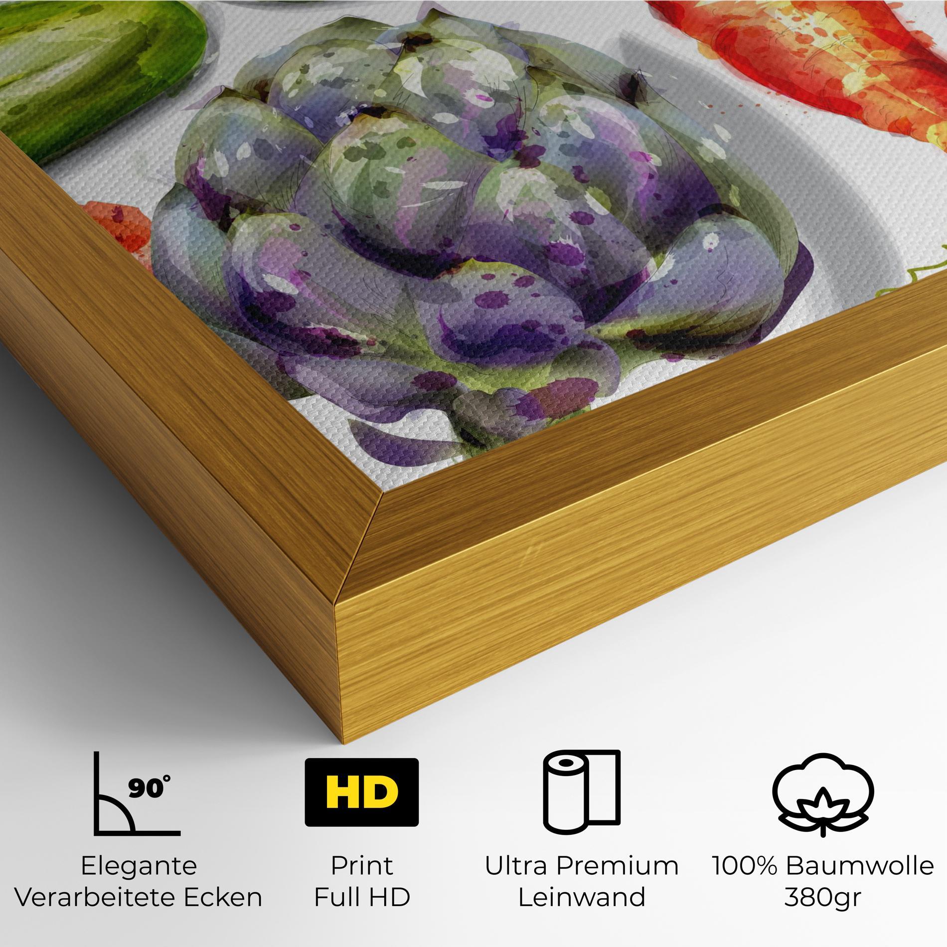 Leinwandbild Watercolor Vegetables mockup 4