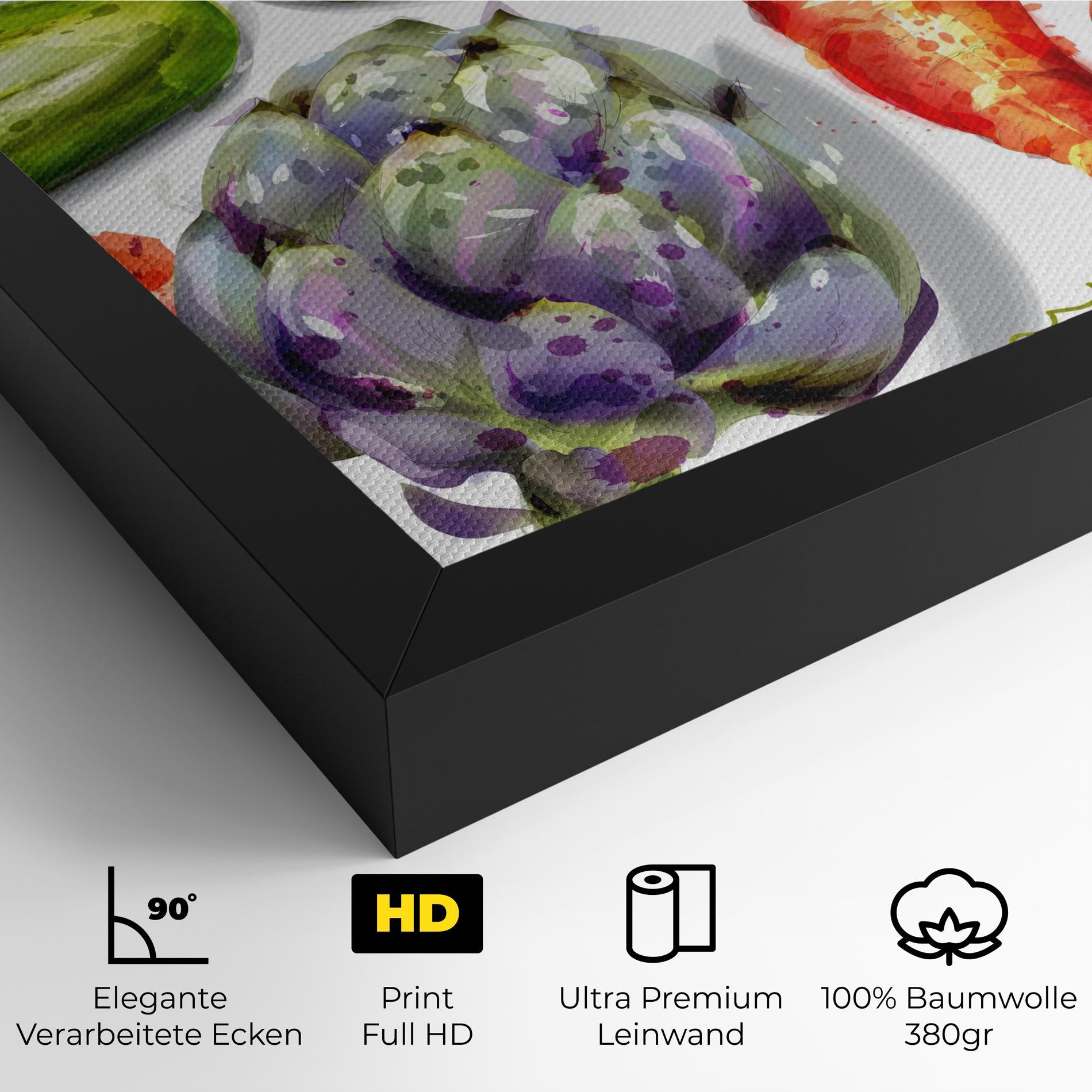 Leinwandbild Watercolor Vegetables mockup 4