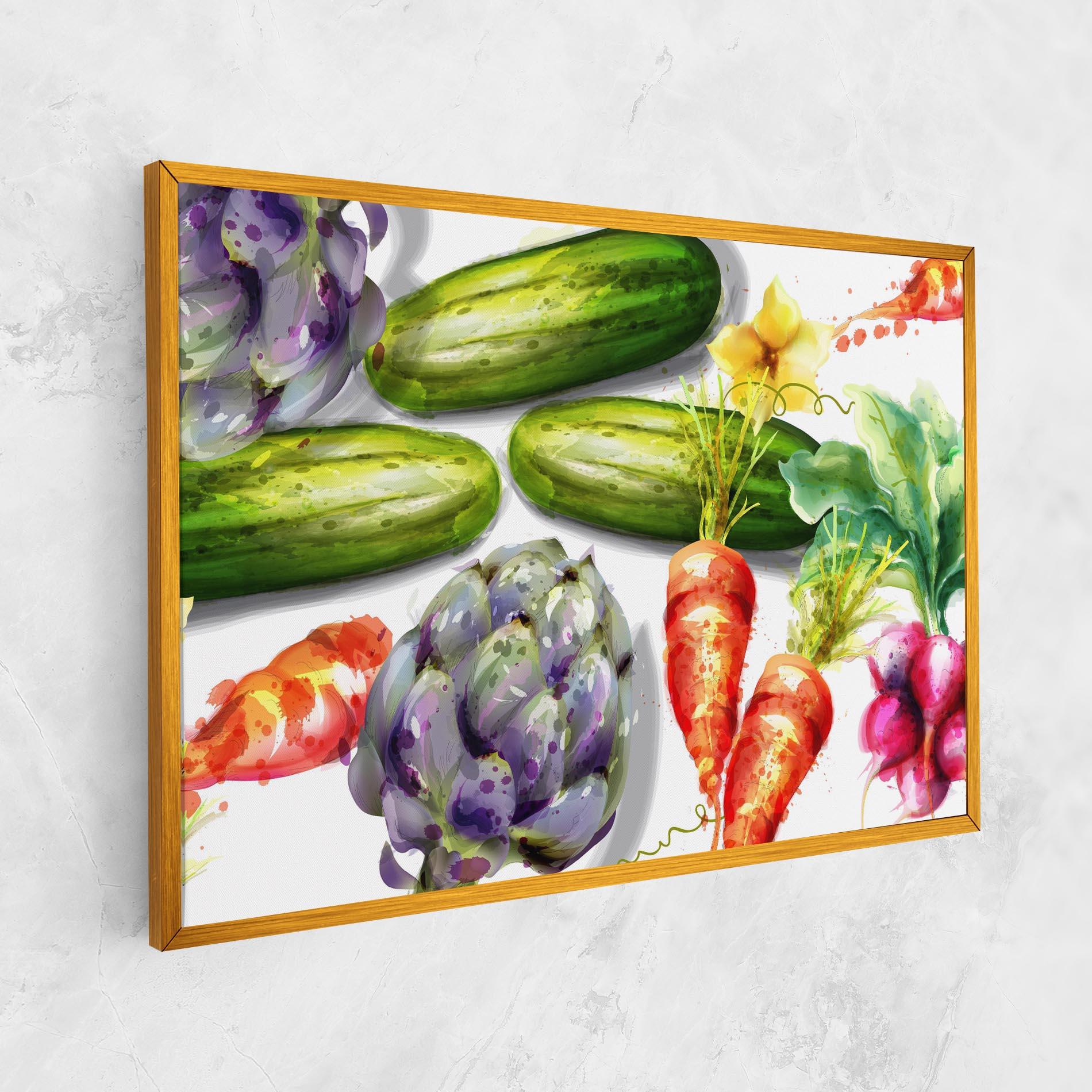 Leinwandbild Watercolor Vegetables mockup 1