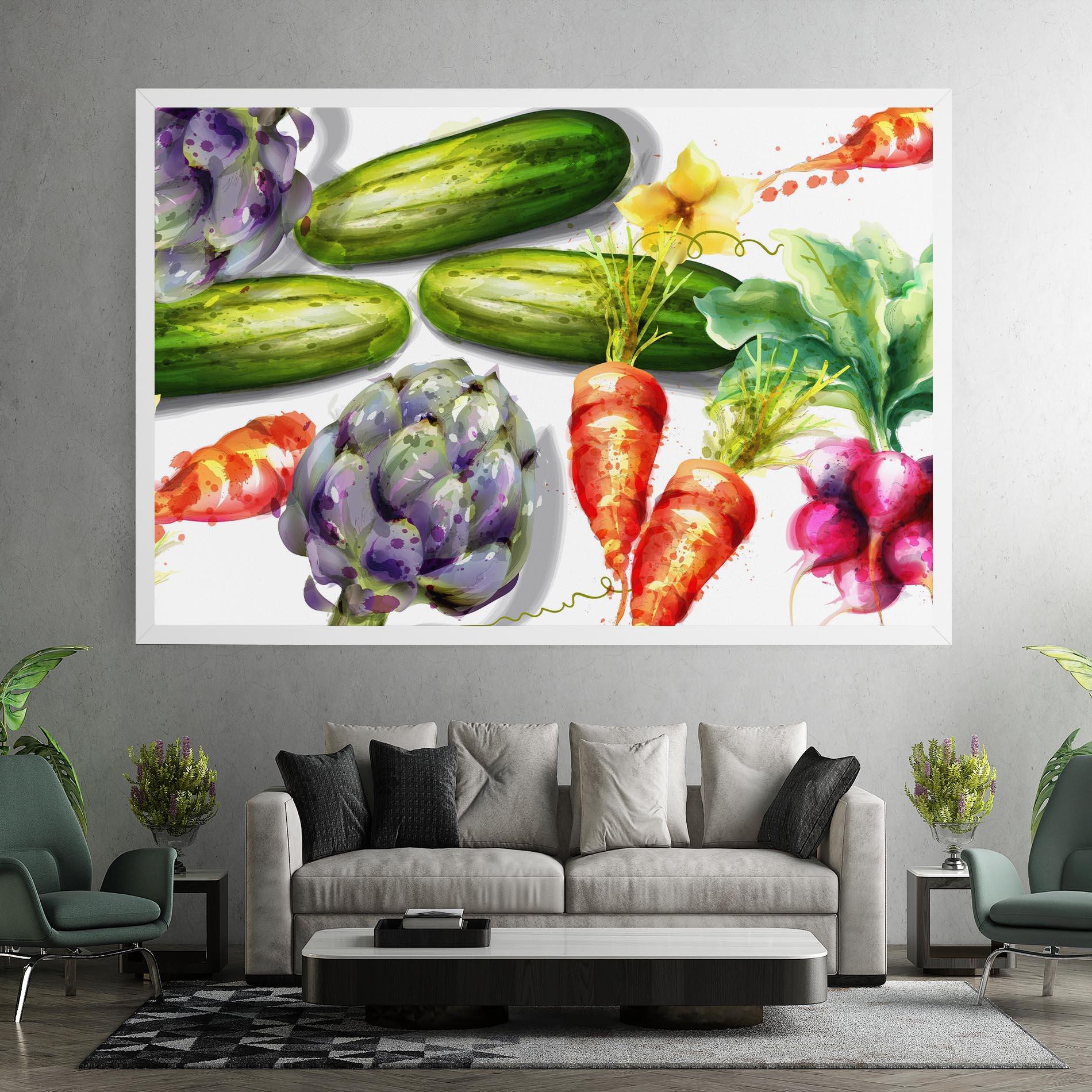 Leinwandbild Watercolor Vegetables mockup 7