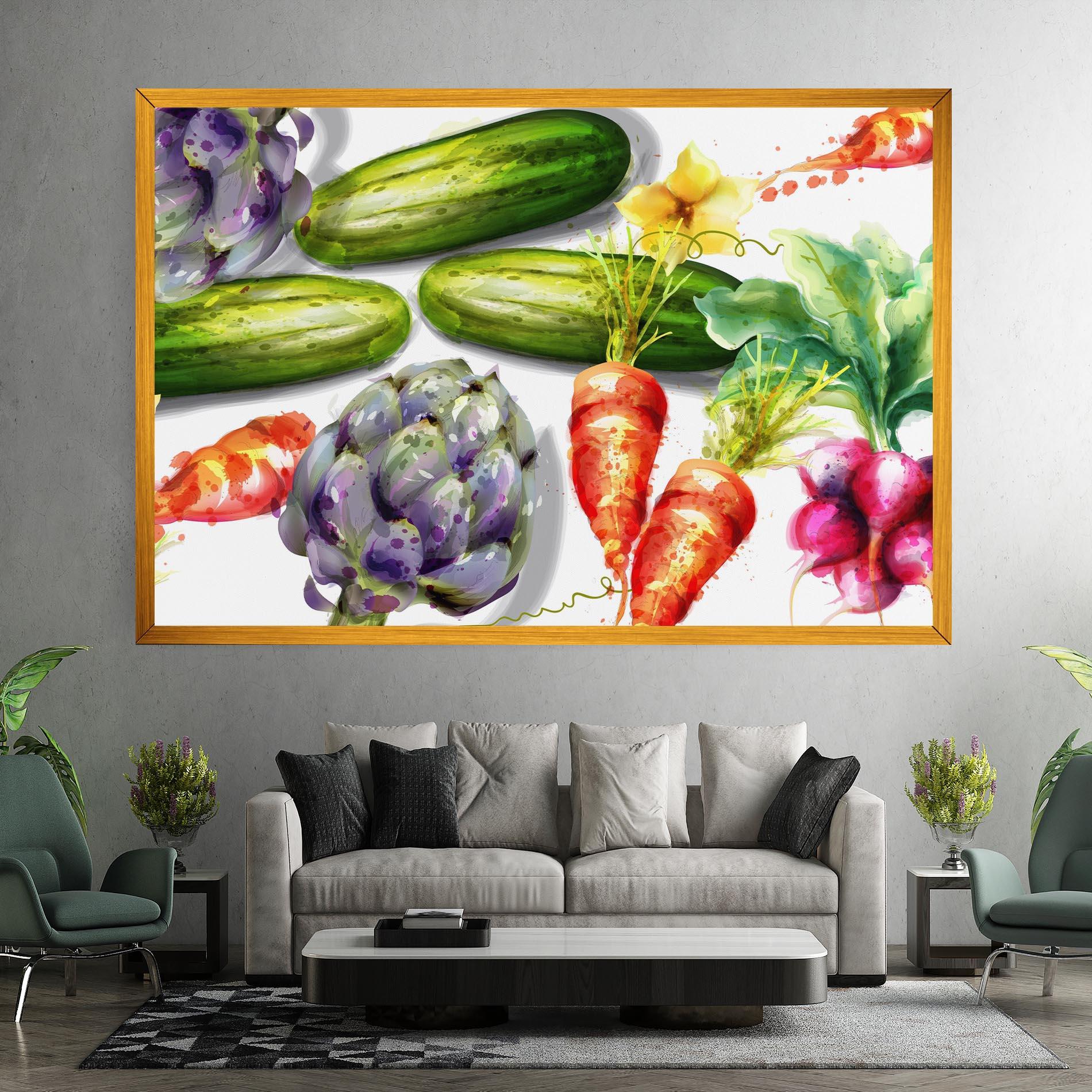 Leinwandbild Watercolor Vegetables mockup 7