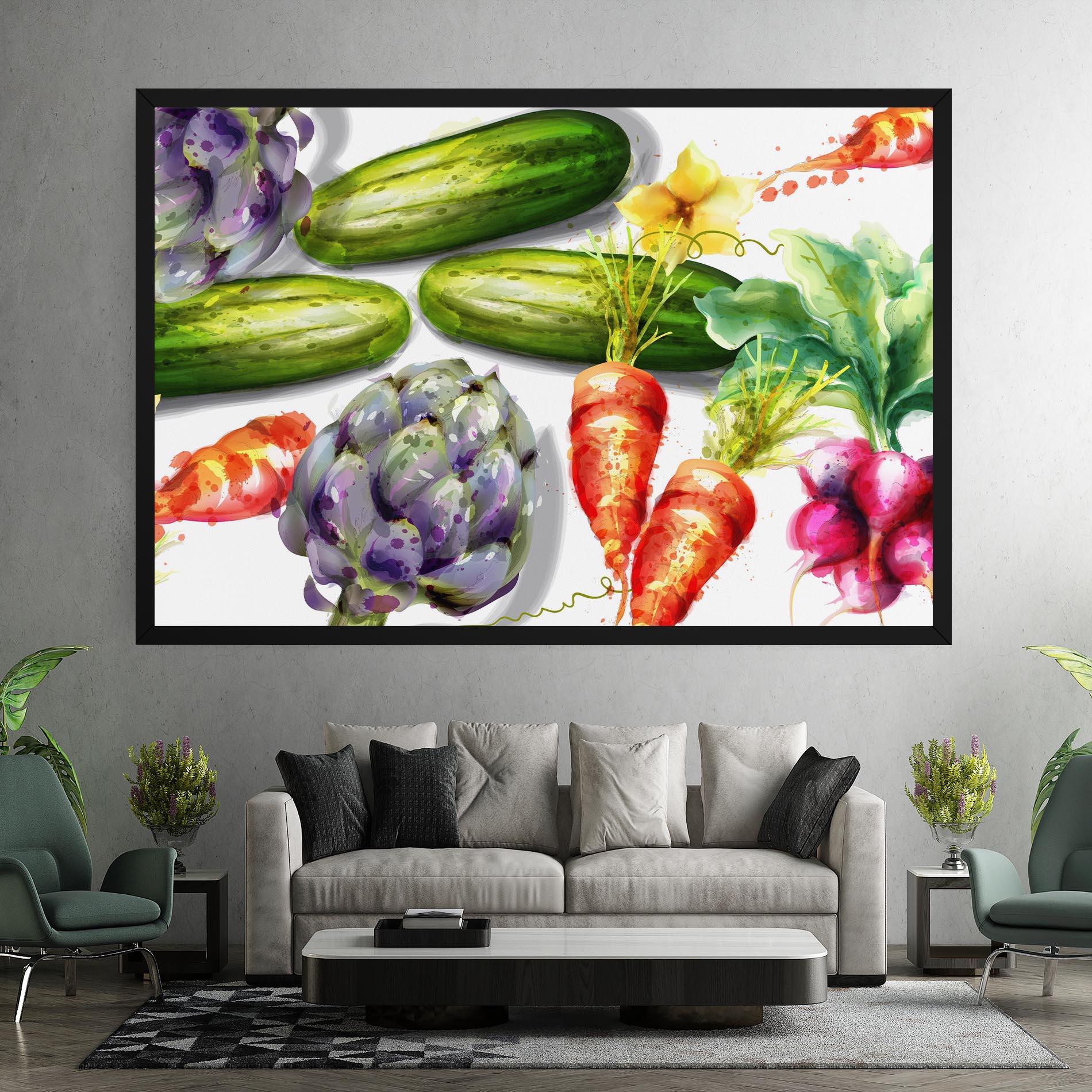 Leinwandbild Watercolor Vegetables mockup 7