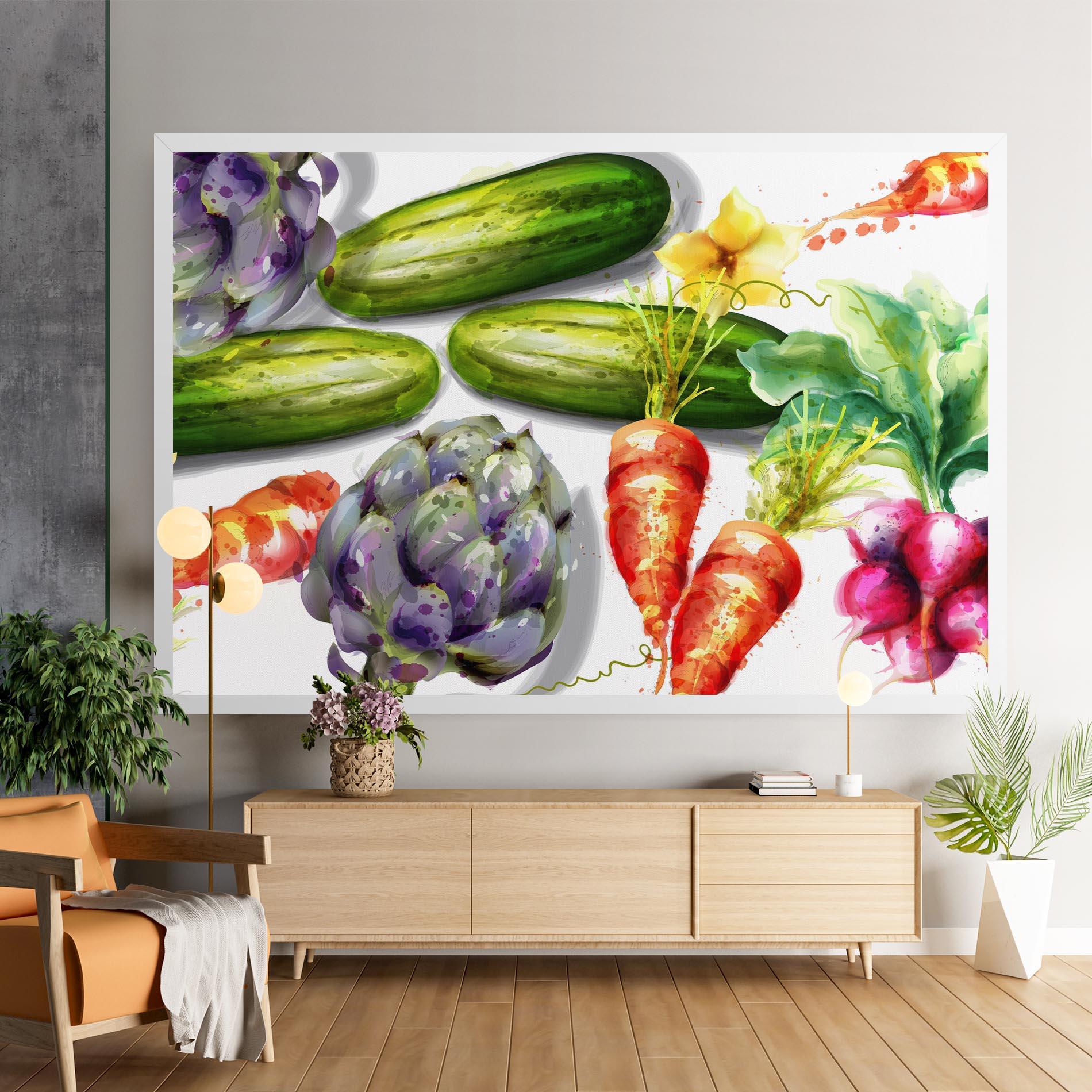 Leinwandbild Watercolor Vegetables mockup 9