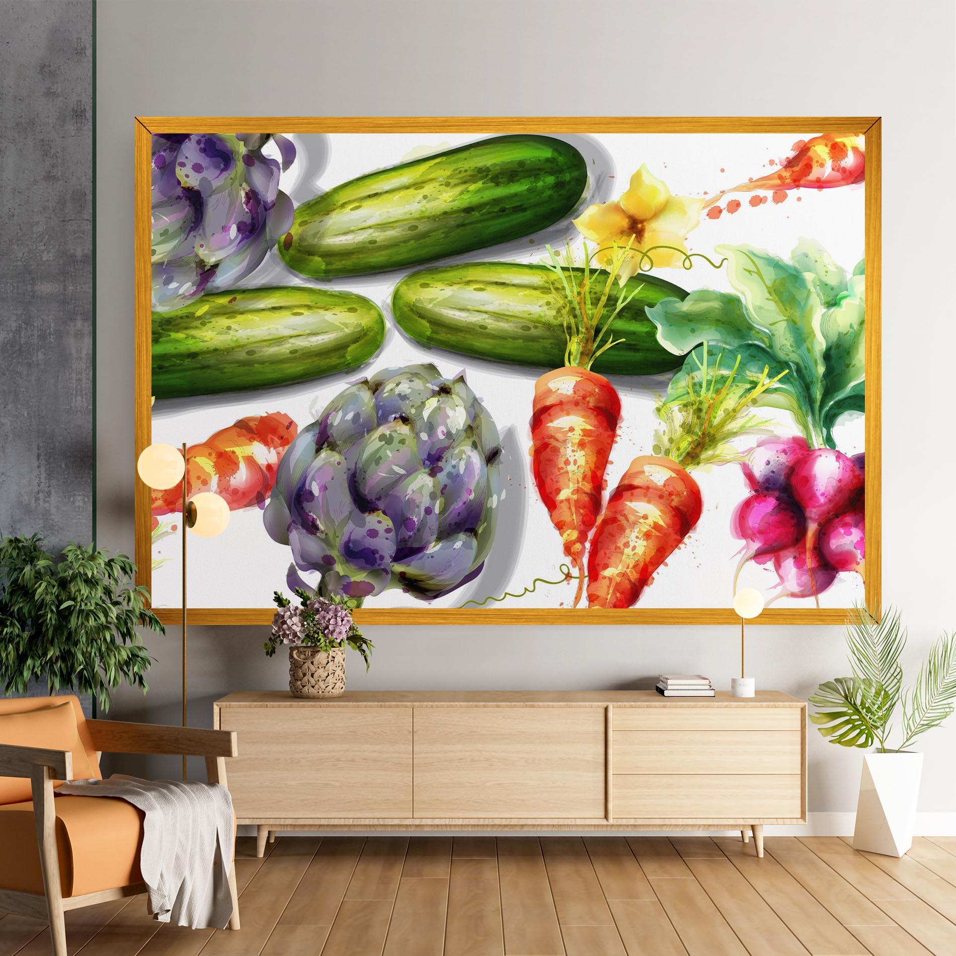 Leinwandbild Watercolor Vegetables mockup 9