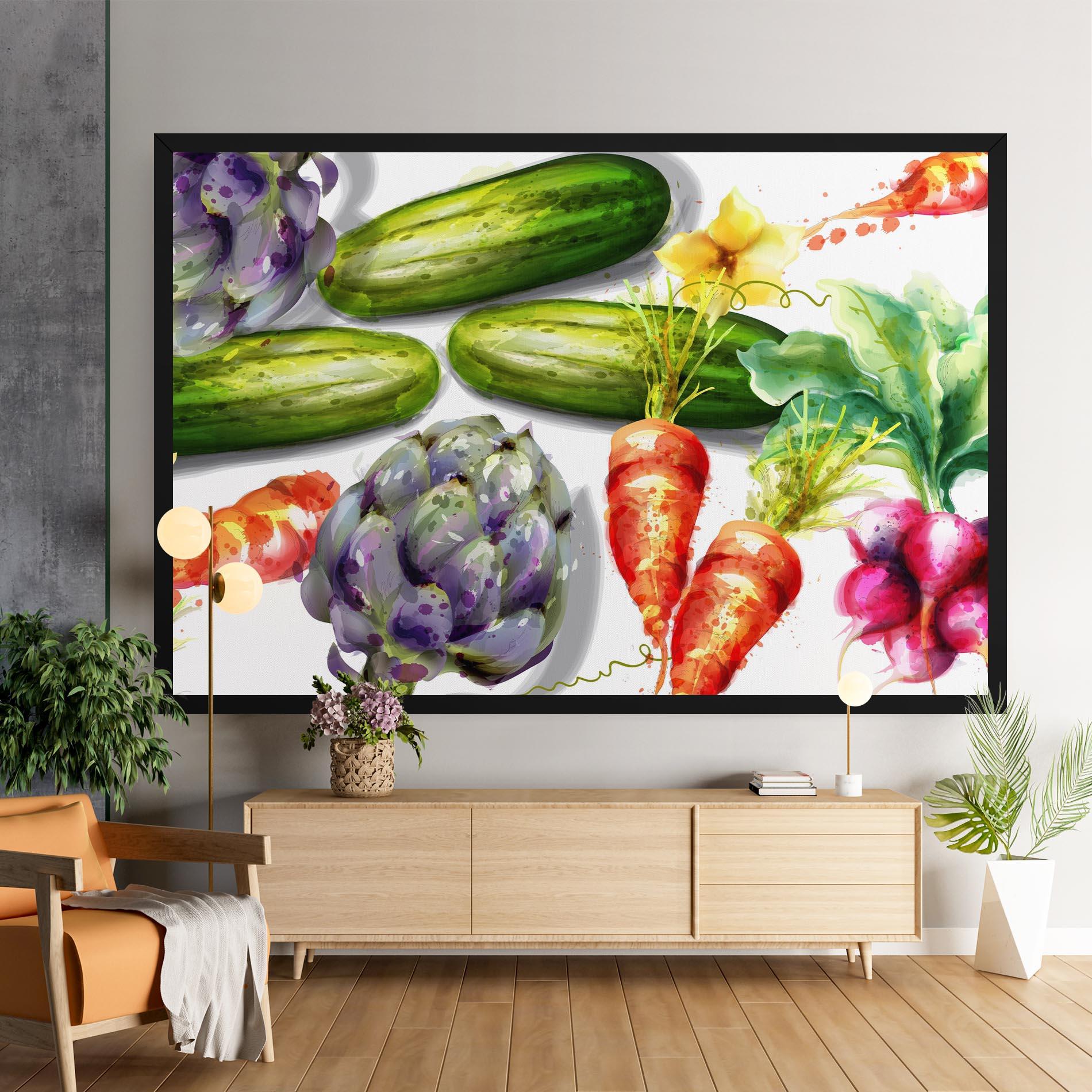 Leinwandbild Watercolor Vegetables mockup 9