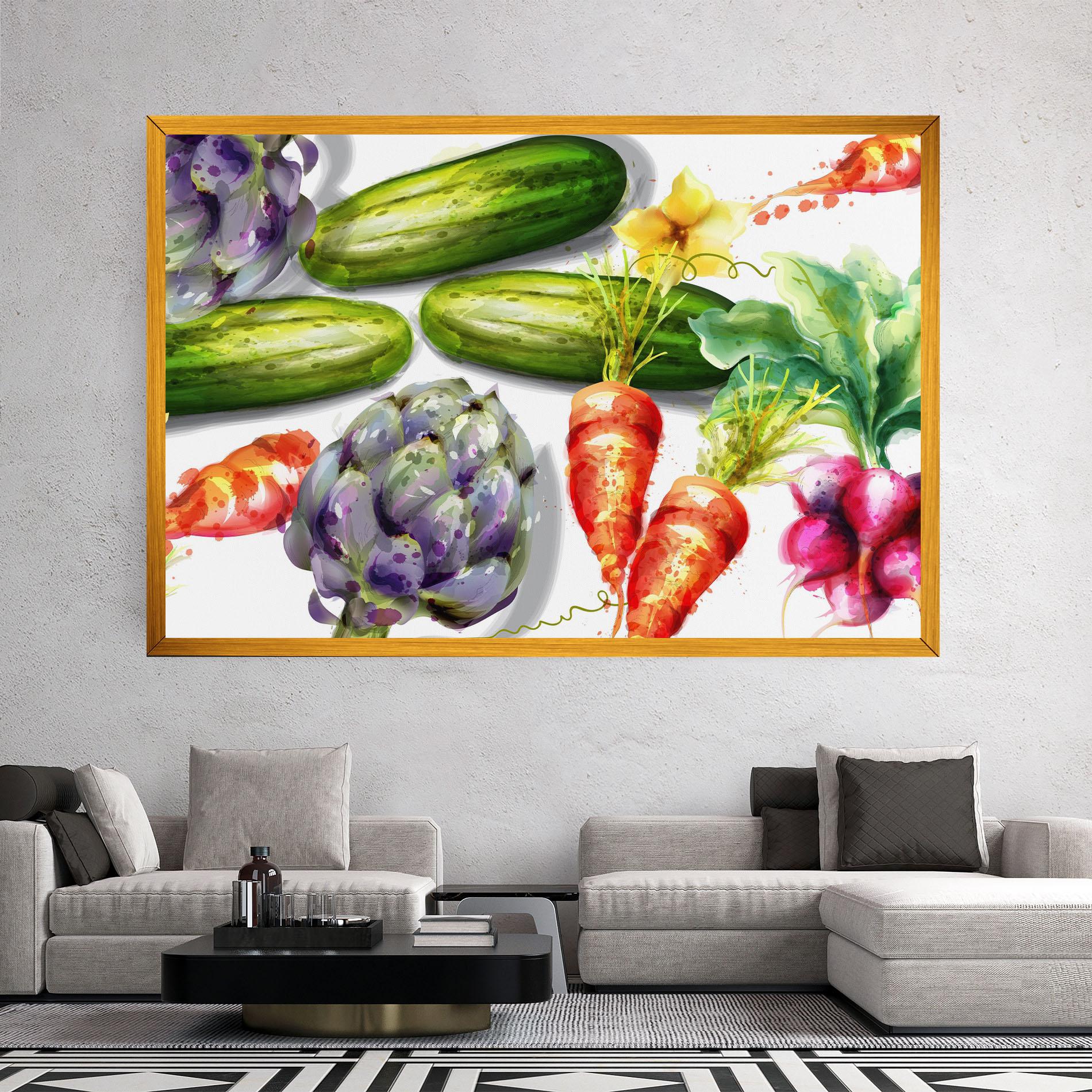Leinwandbild Watercolor Vegetables mockup 2
