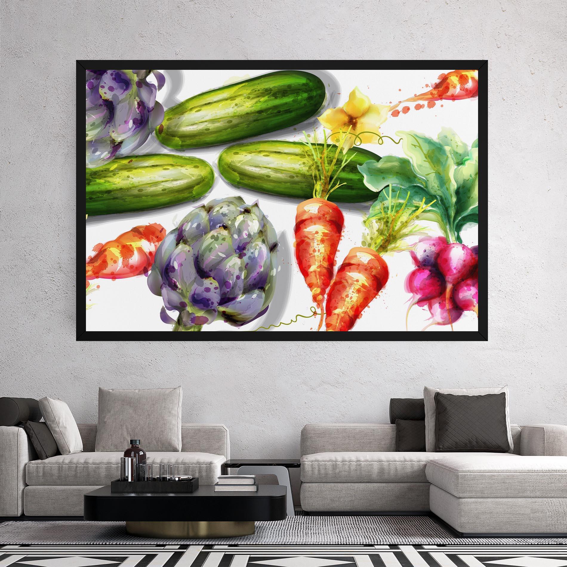 Leinwandbild Watercolor Vegetables mockup 2