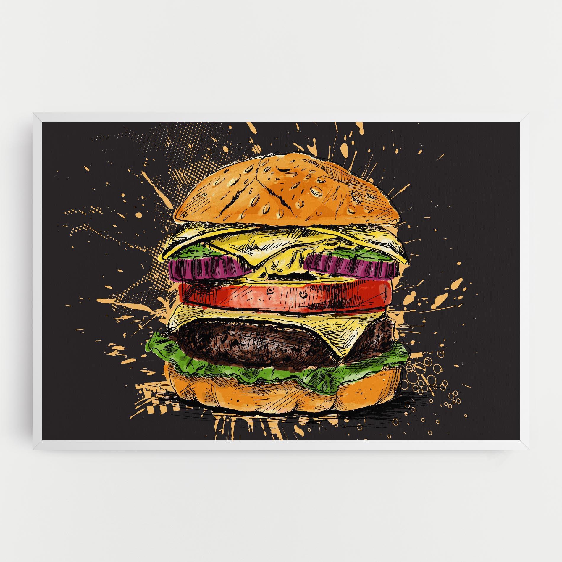 Leinwandbild Burger Drawing mockup 0