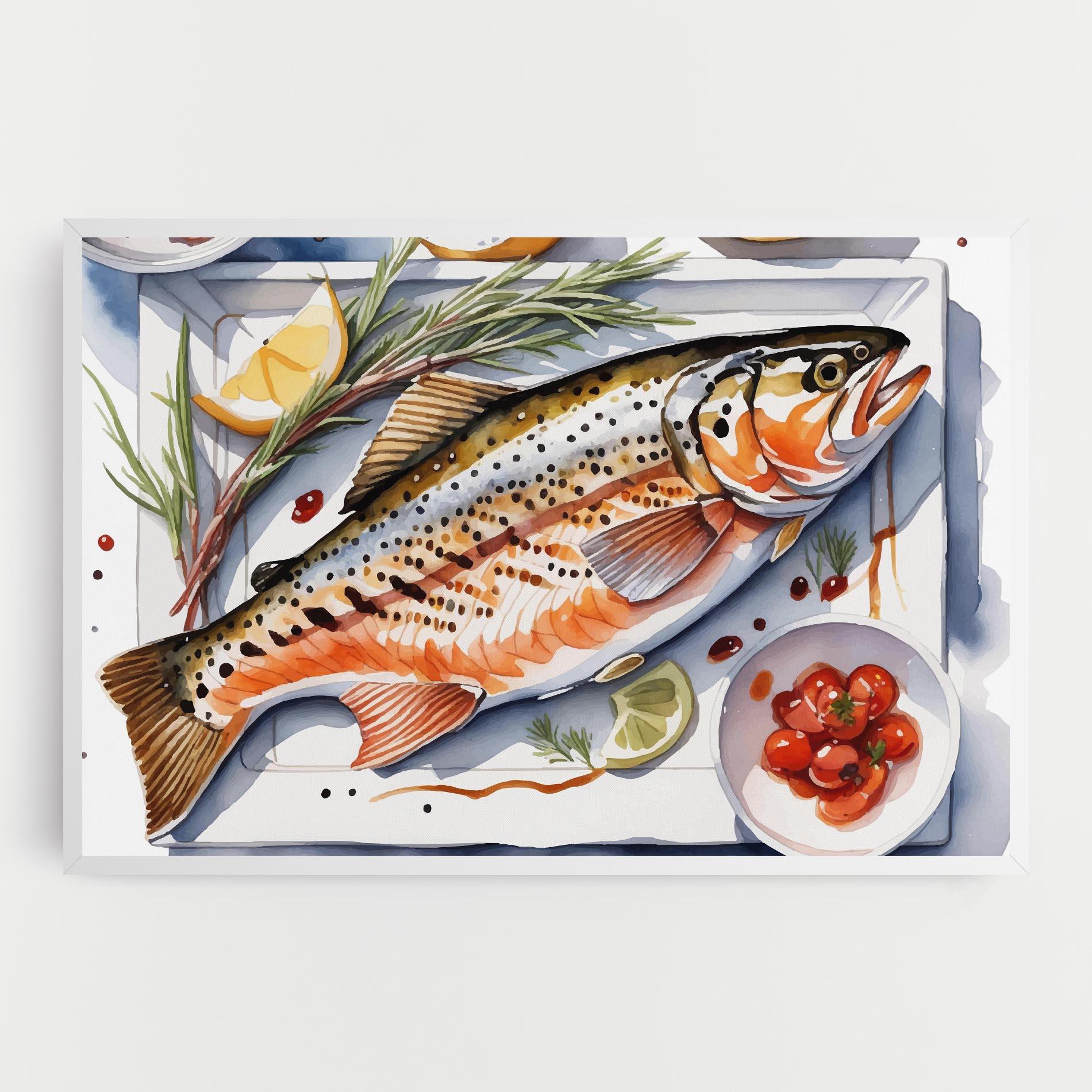 Leinwandbild Grilled Trout mockup 0