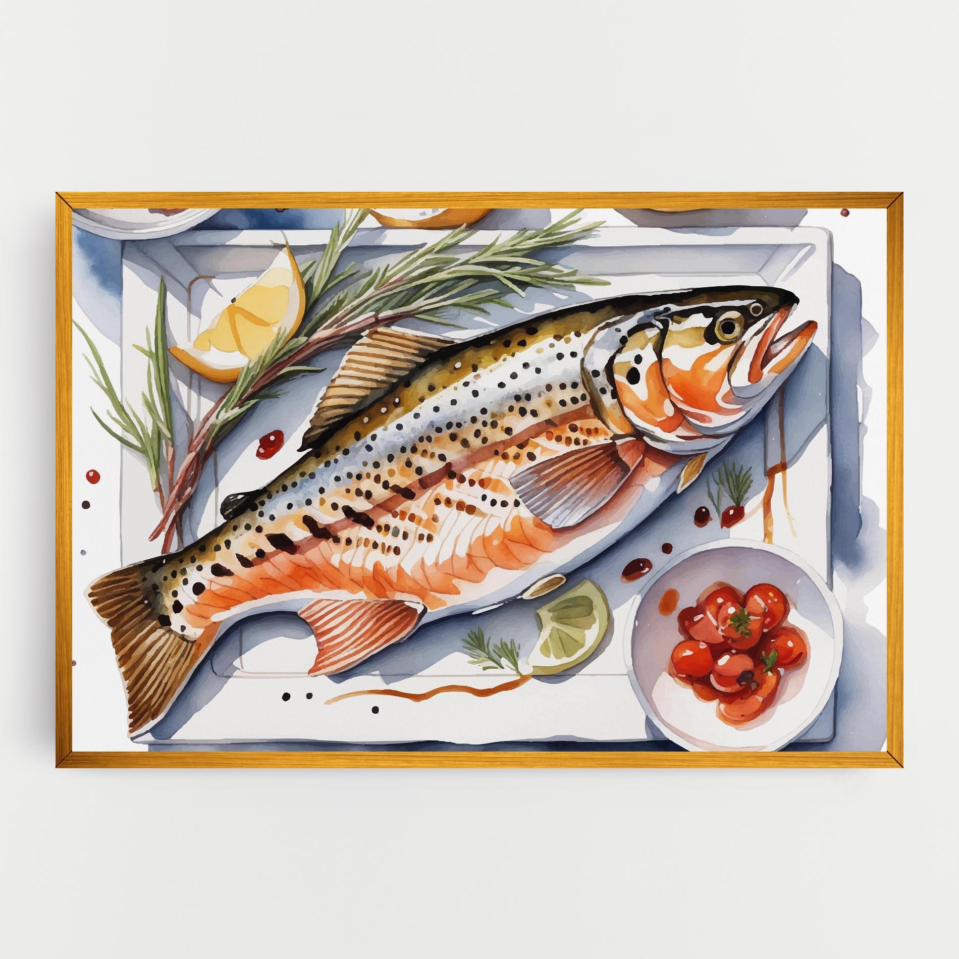 Leinwandbild Grilled Trout mockup 0
