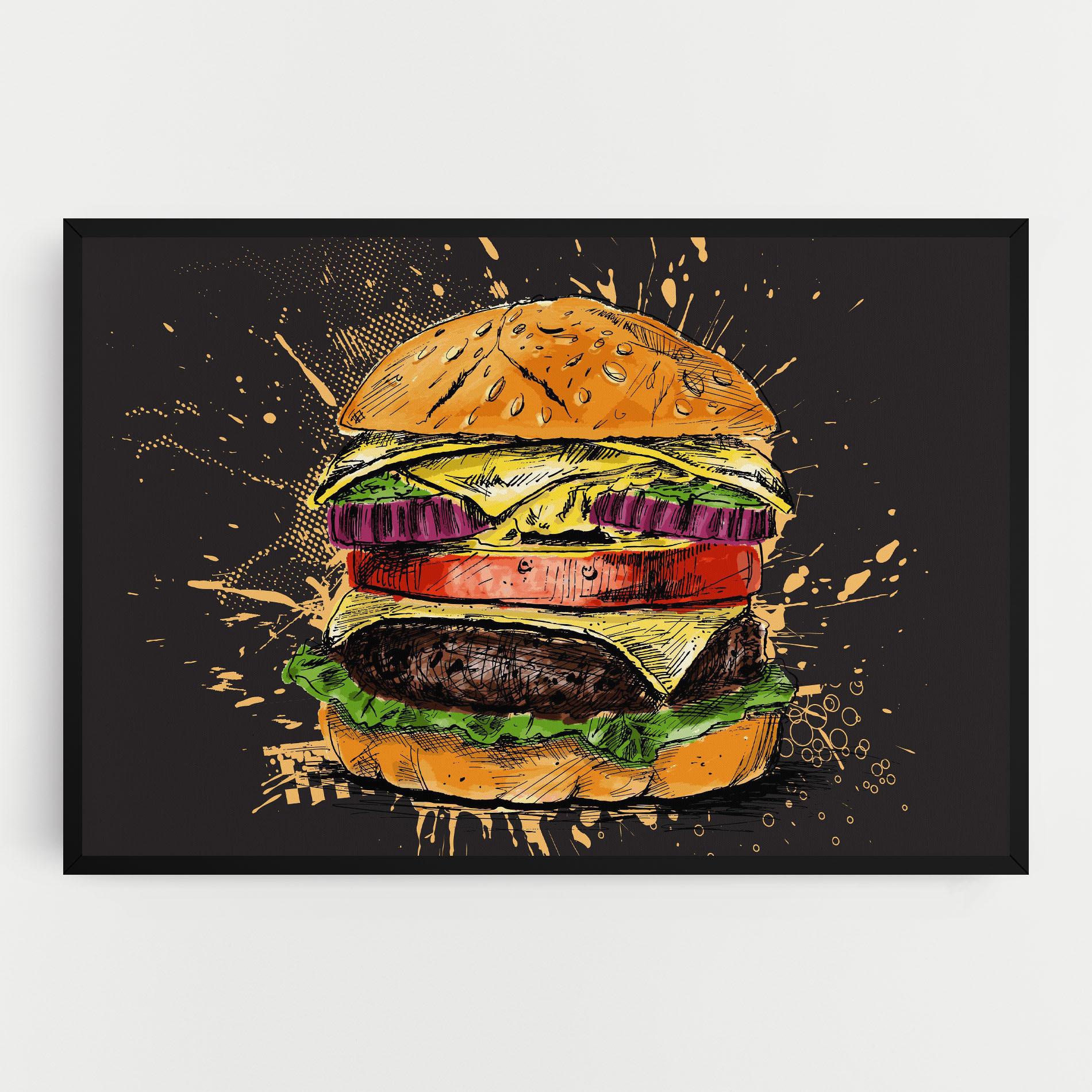 Leinwandbild Burger Drawing mockup 0
