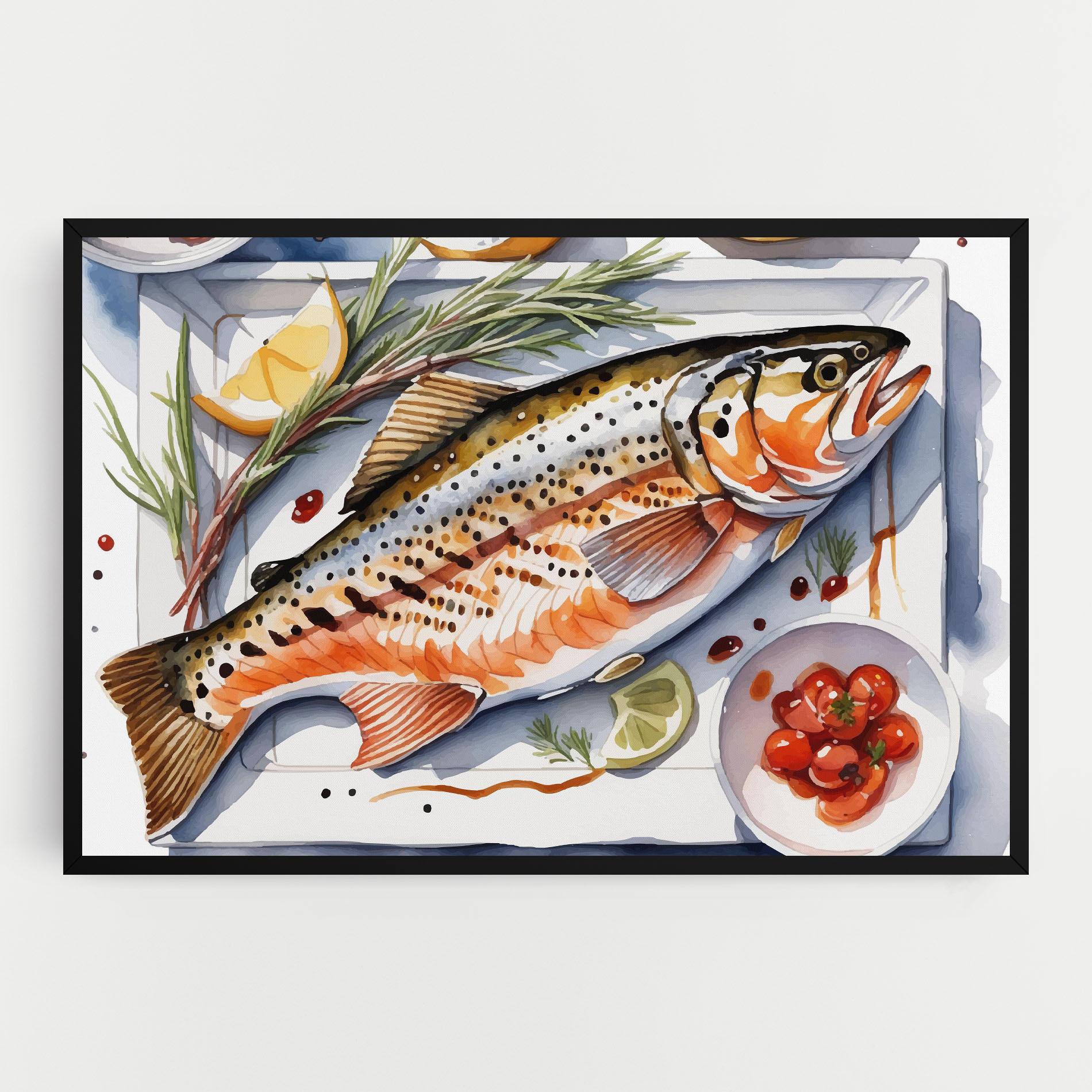 Leinwandbild Grilled Trout mockup 0