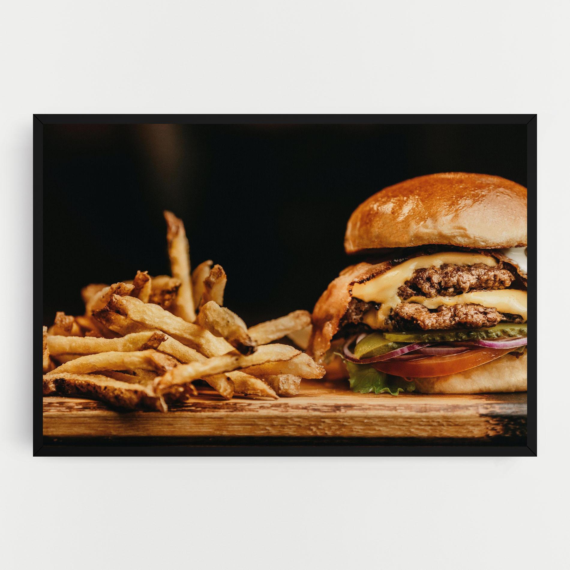 Leinwandbild Hamburger With Fries mockup 0