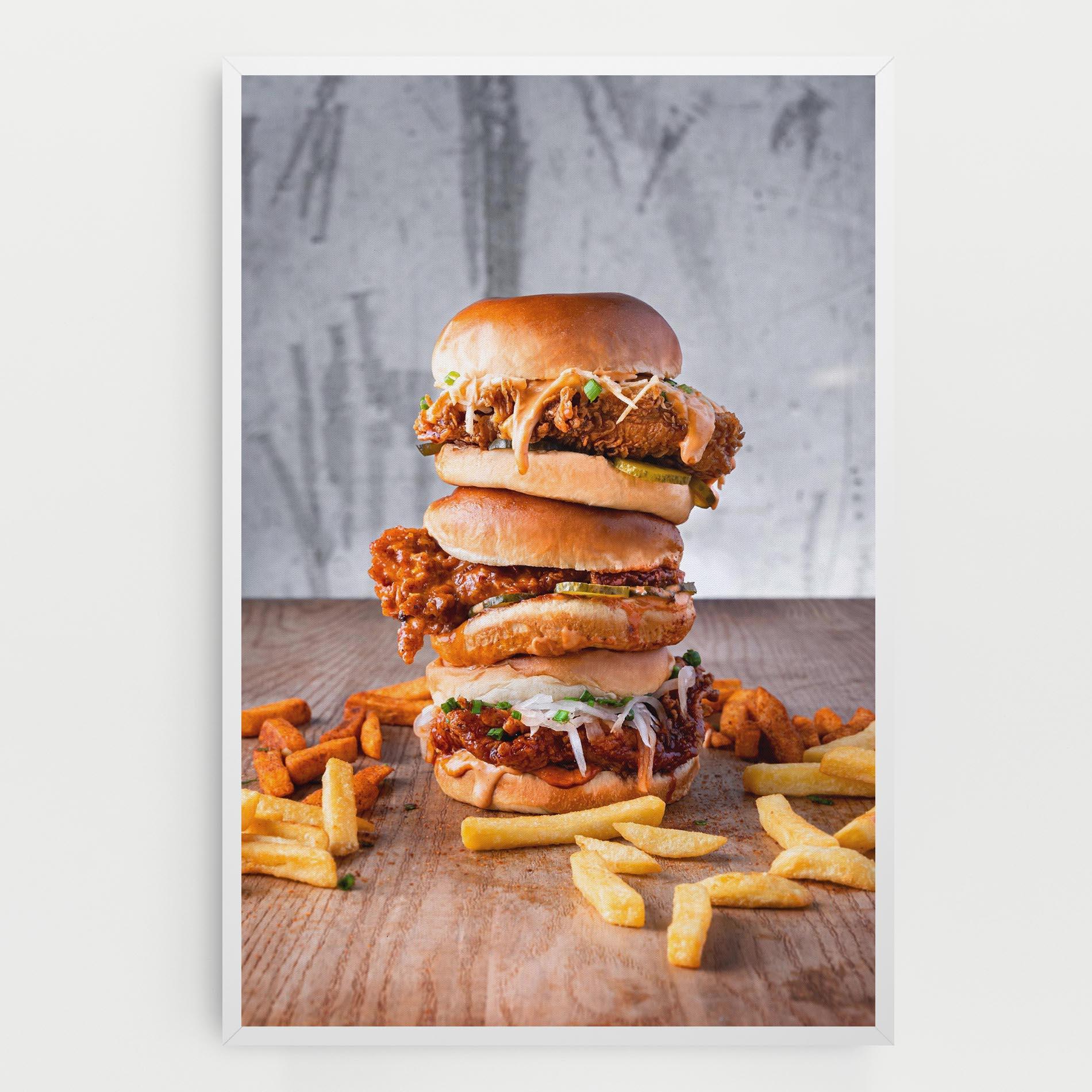 Leinwandbild Triple Hamburger mockup 0