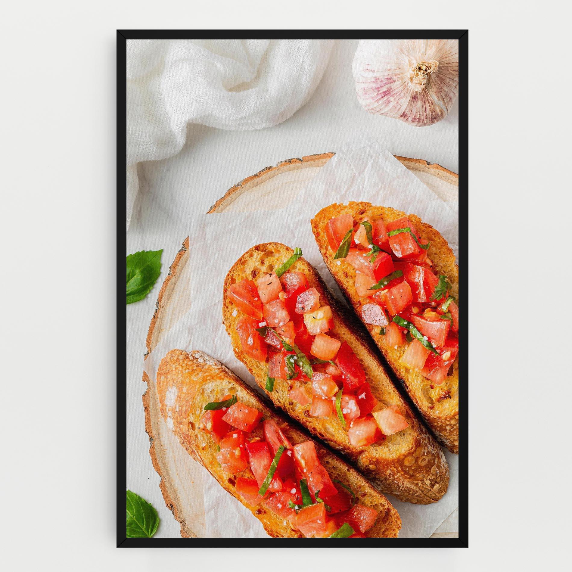 Leinwandbild Tomatoes On Bread mockup 0